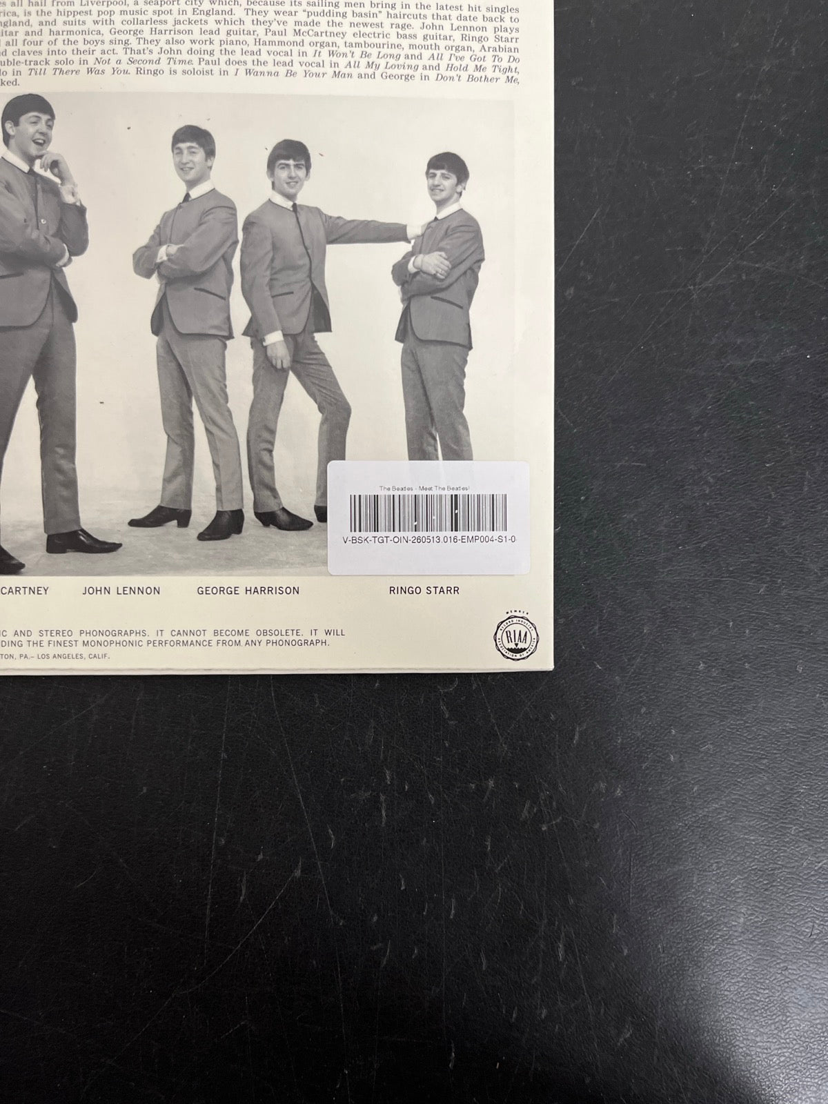 BACK_BR - The Beatles - Meet The Beatles! 180gm Blue Vinyl USED NOT TESTED