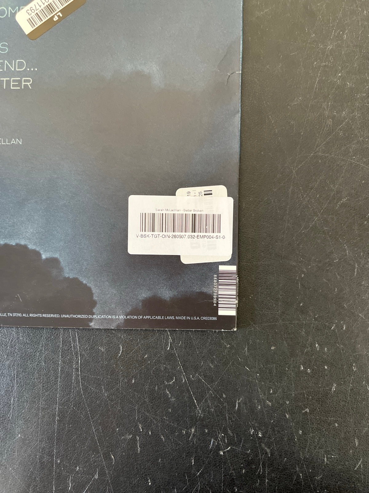 BACK_BR - Sarah McLachlan - Better Broken LE Electric Smoke Vinyl USED NOT TESTED