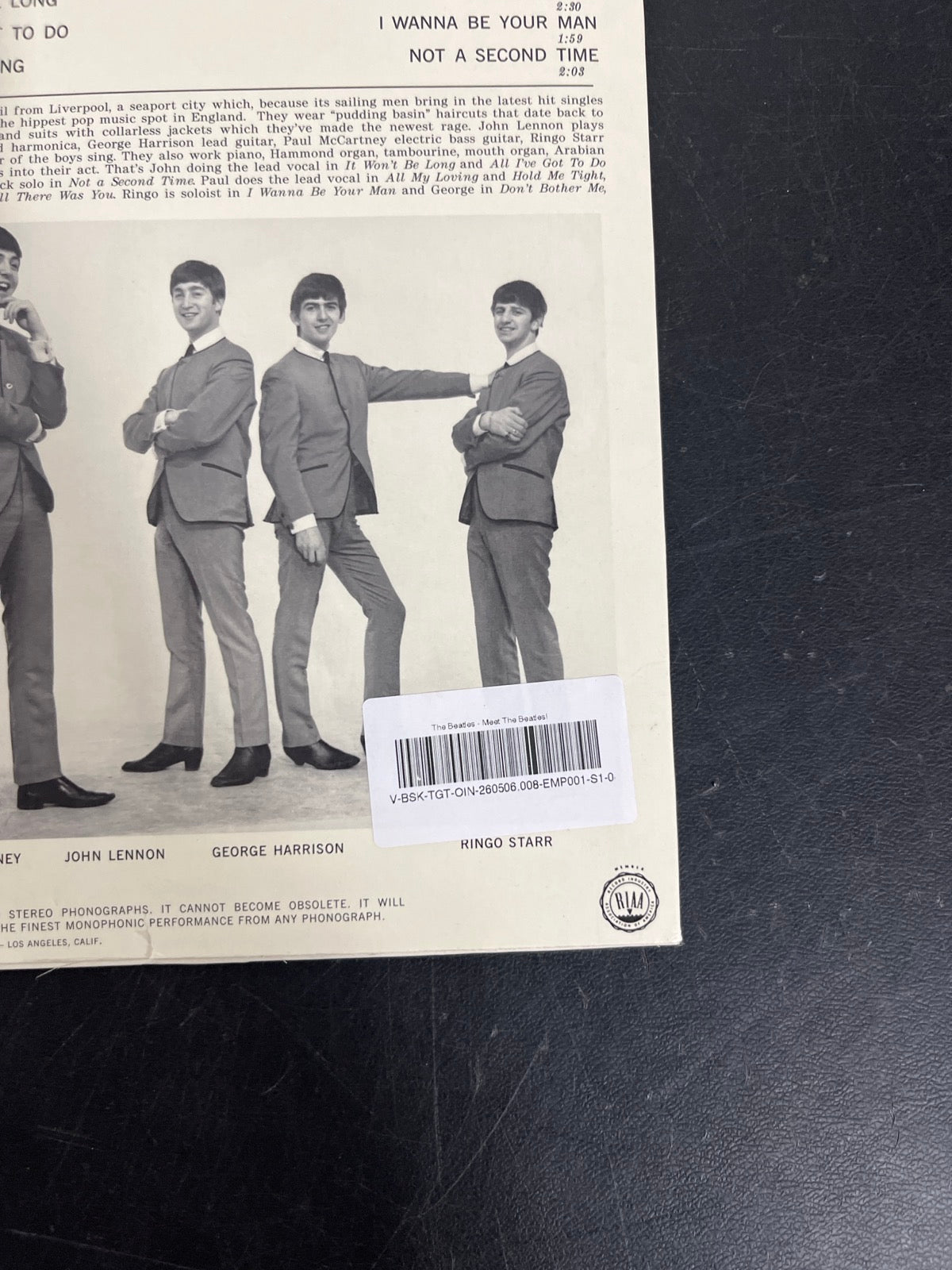 BACK_BR - The Beatles - Meet The Beatles! 180gm Blue Vinyl USED NOT TESTED