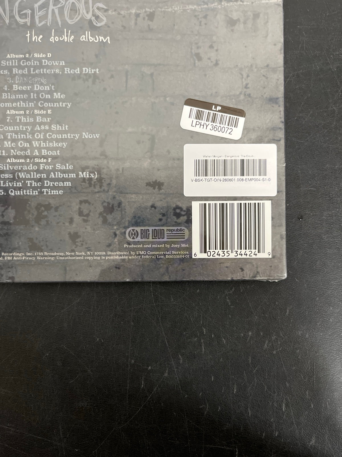 BACK_BR - Morgan Wallen - Dangerous: The Double Album Black Vinyl USED NOT TESTED