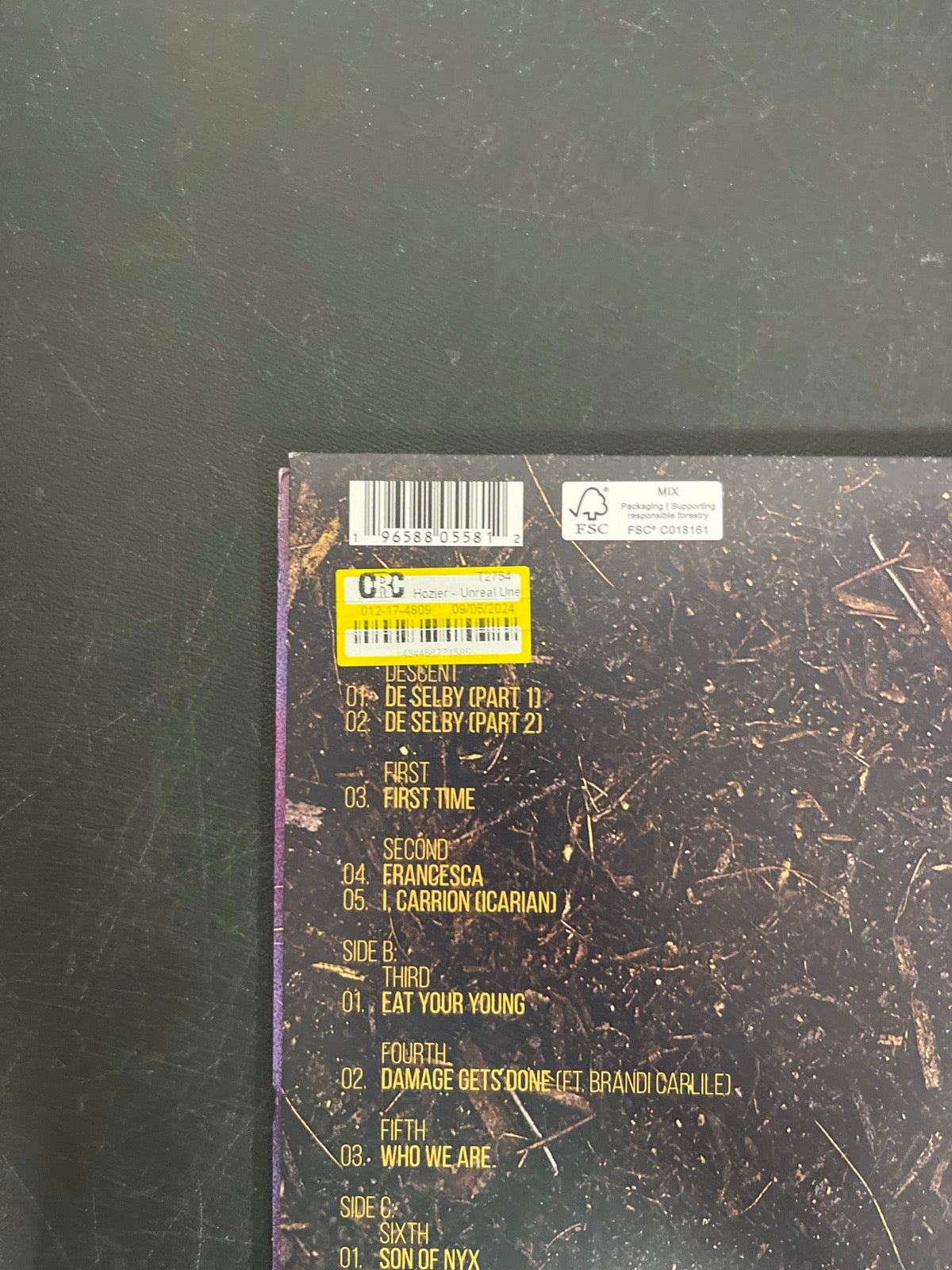 BACK_TL - Hozier - Unreal Unearth Target Exclusive Vinyl USED NOT TESTED