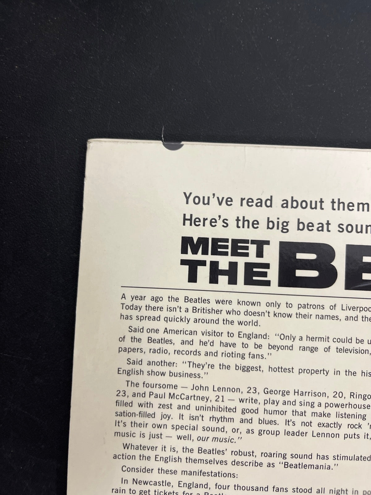 BACK_TL - The Beatles - Meet The Beatles! 180gm Blue Vinyl USED NOT TESTED