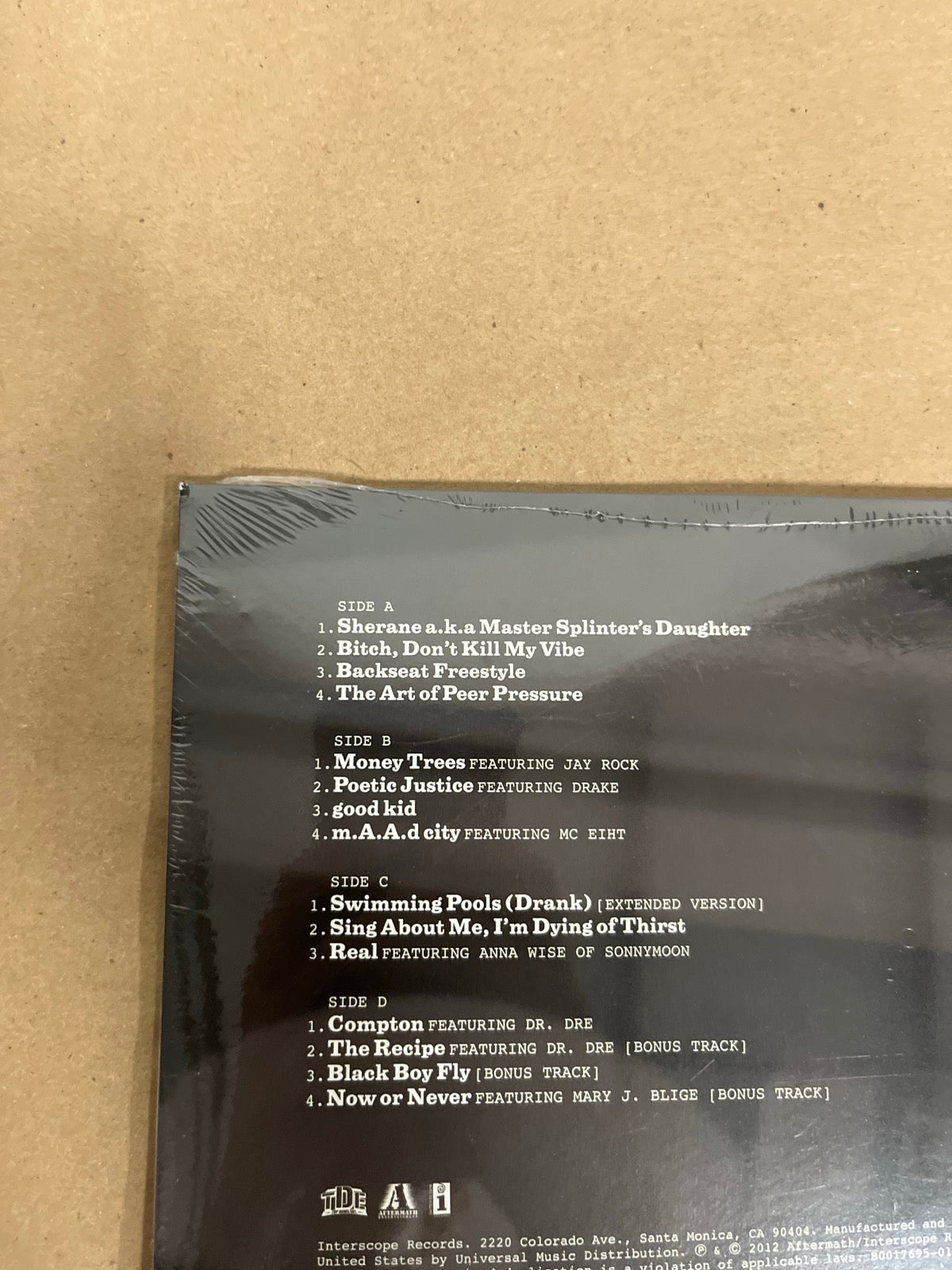 BACK_TL - Kendrick Lamar - good kid, m.A.A.d city LE Clear Vinyl USED NOT TESTED