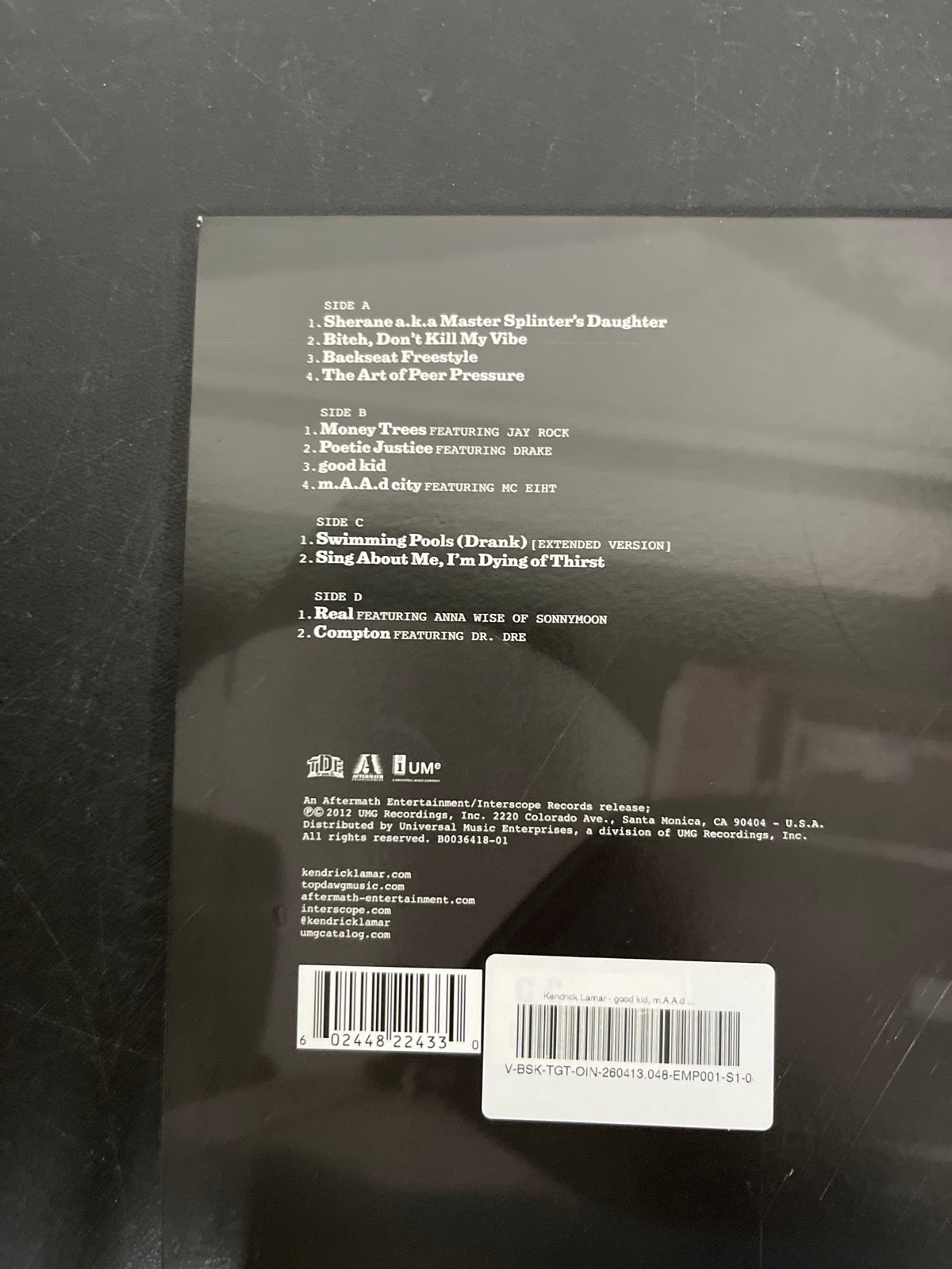 BACK_TL - Kendrick Lamar - good kid, m.A.A.d city LE Red Vinyl USED NOT TESTED
