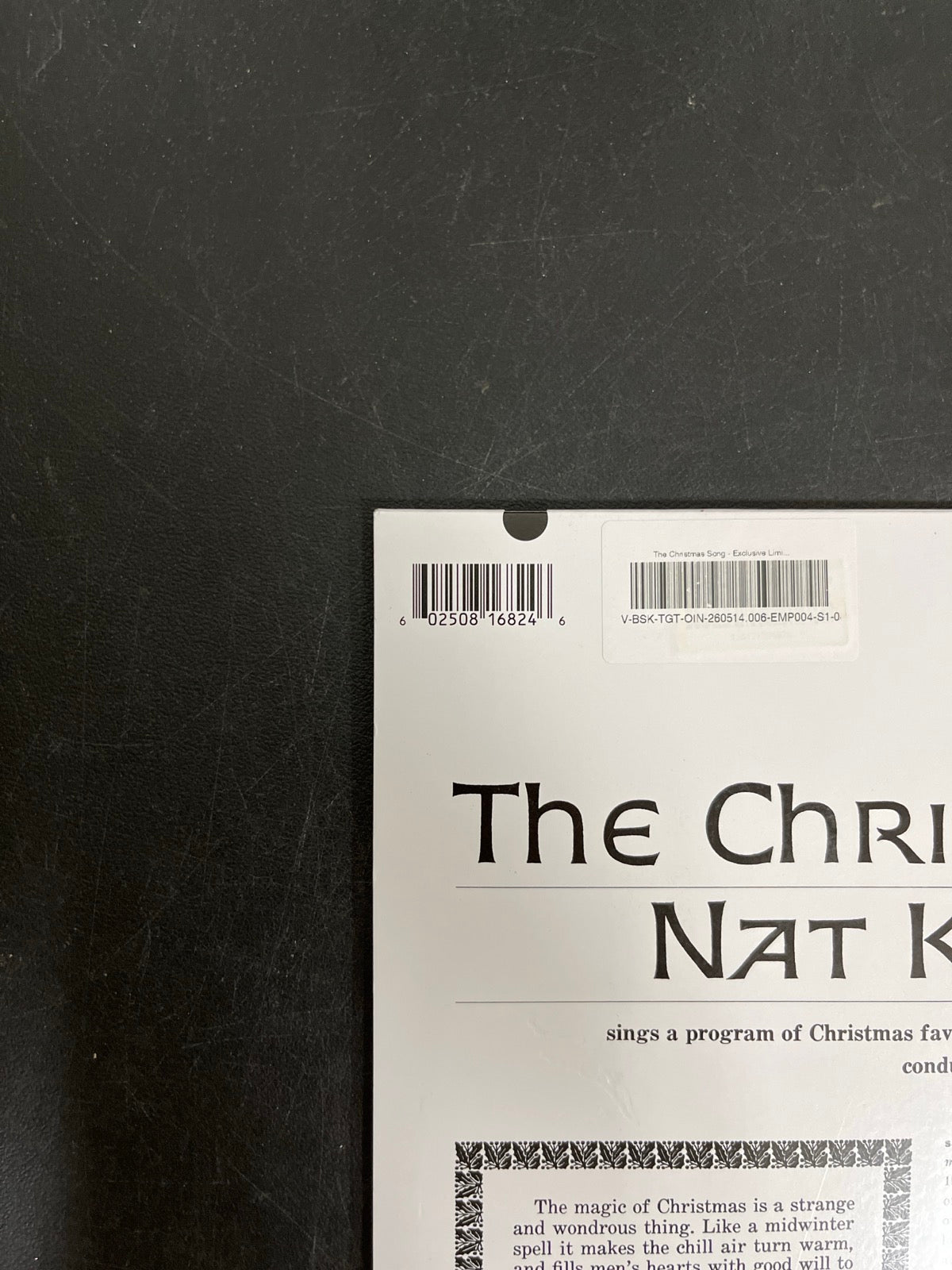 BACK_TL - Nat King Cole - The Christmas Song LE Green Vinyl USED NOT TESTED