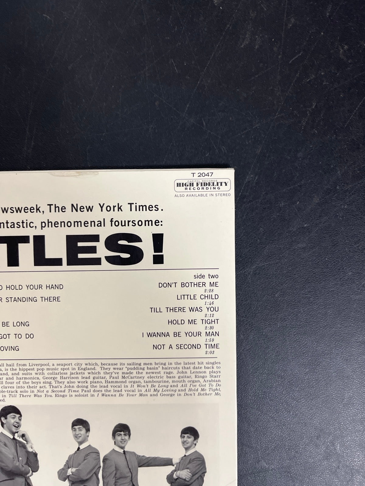 BACK_TR - The Beatles - Meet The Beatles! 180gm Blue Vinyl USED NOT TESTED