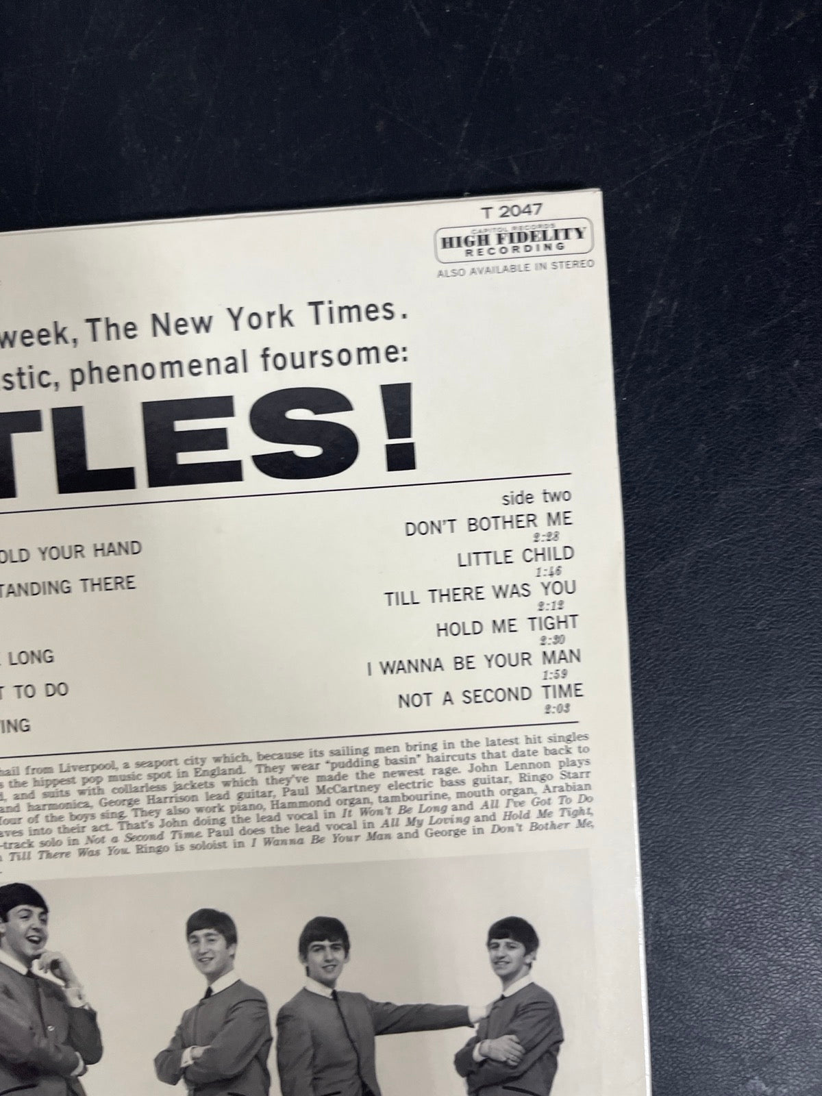 BACK_TR - The Beatles - Meet The Beatles! 180gm Blue Vinyl USED NOT TESTED