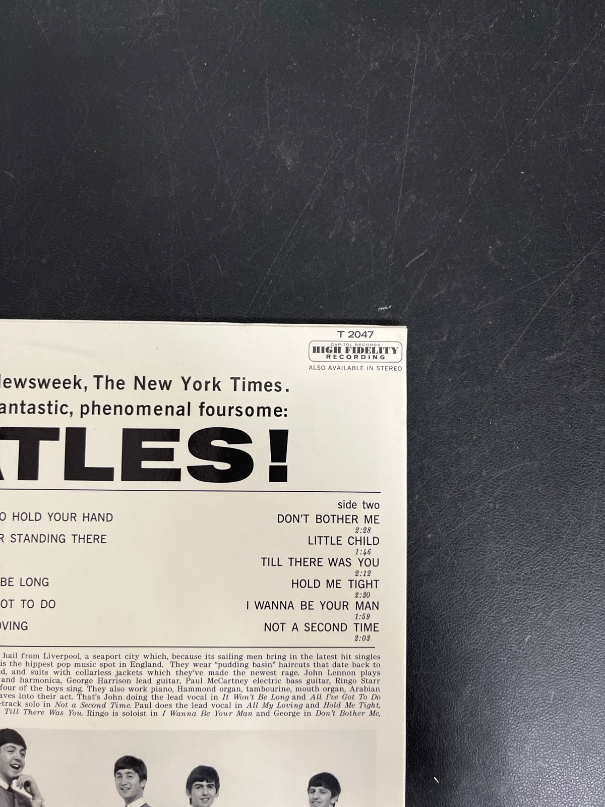 BACK_TR - The Beatles - Meet The Beatles! 180gm Blue Vinyl USED NOT TESTED