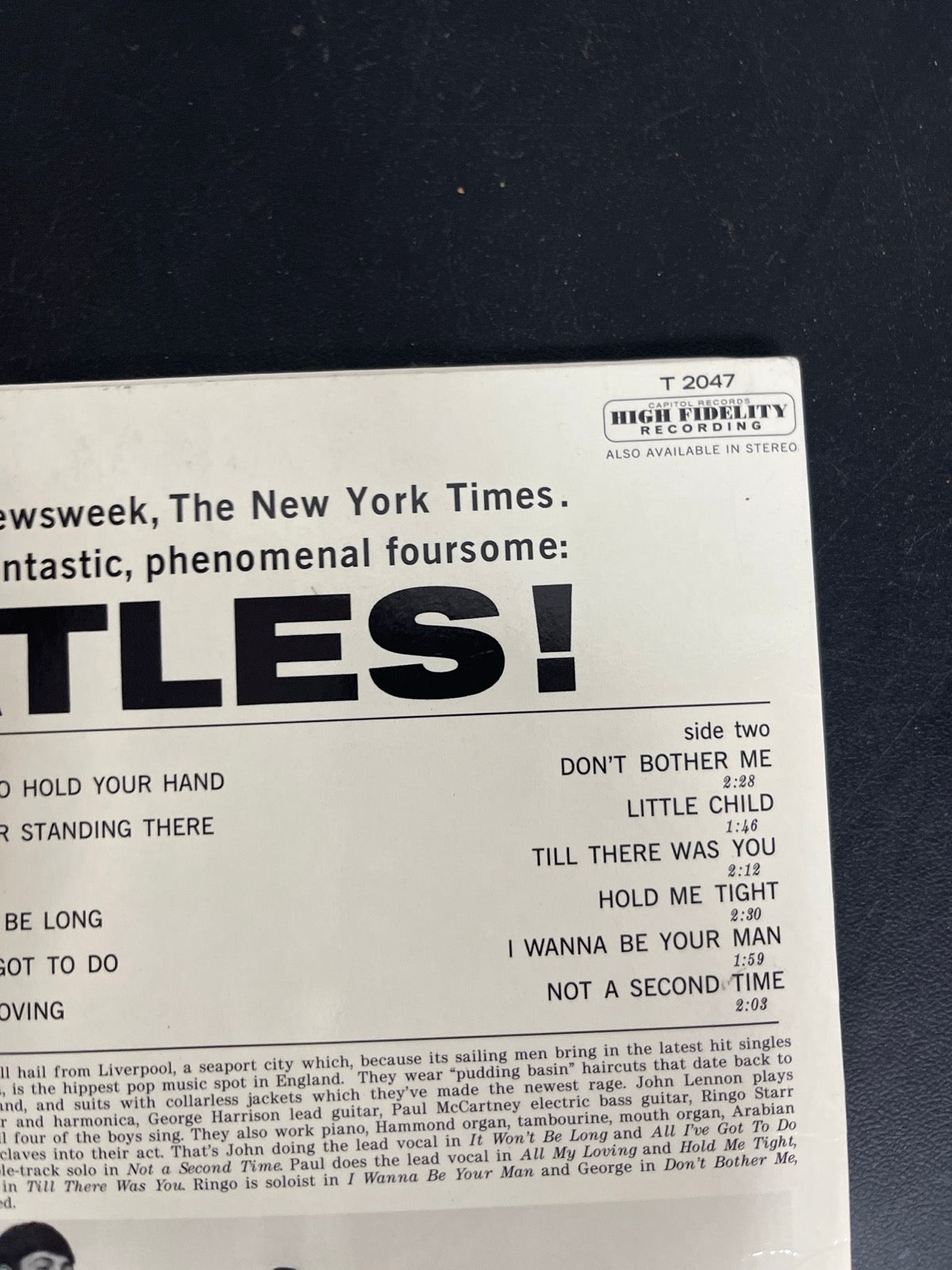 BACK_TR - The Beatles - Meet The Beatles! 180gm Blue Vinyl USED NOT TESTED