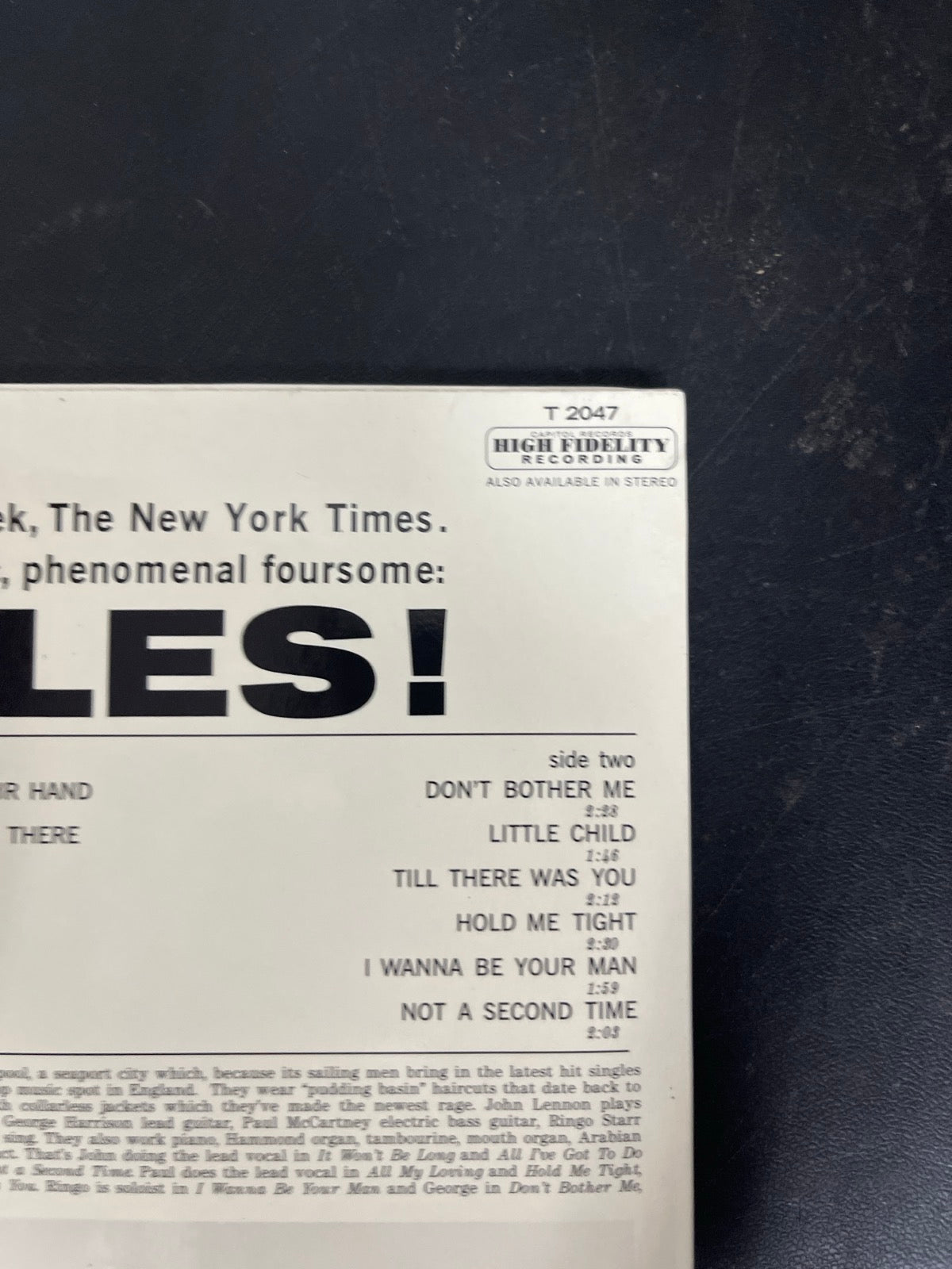 BACK_TR - The Beatles - Meet The Beatles! 180gm Blue Vinyl USED NOT TESTED