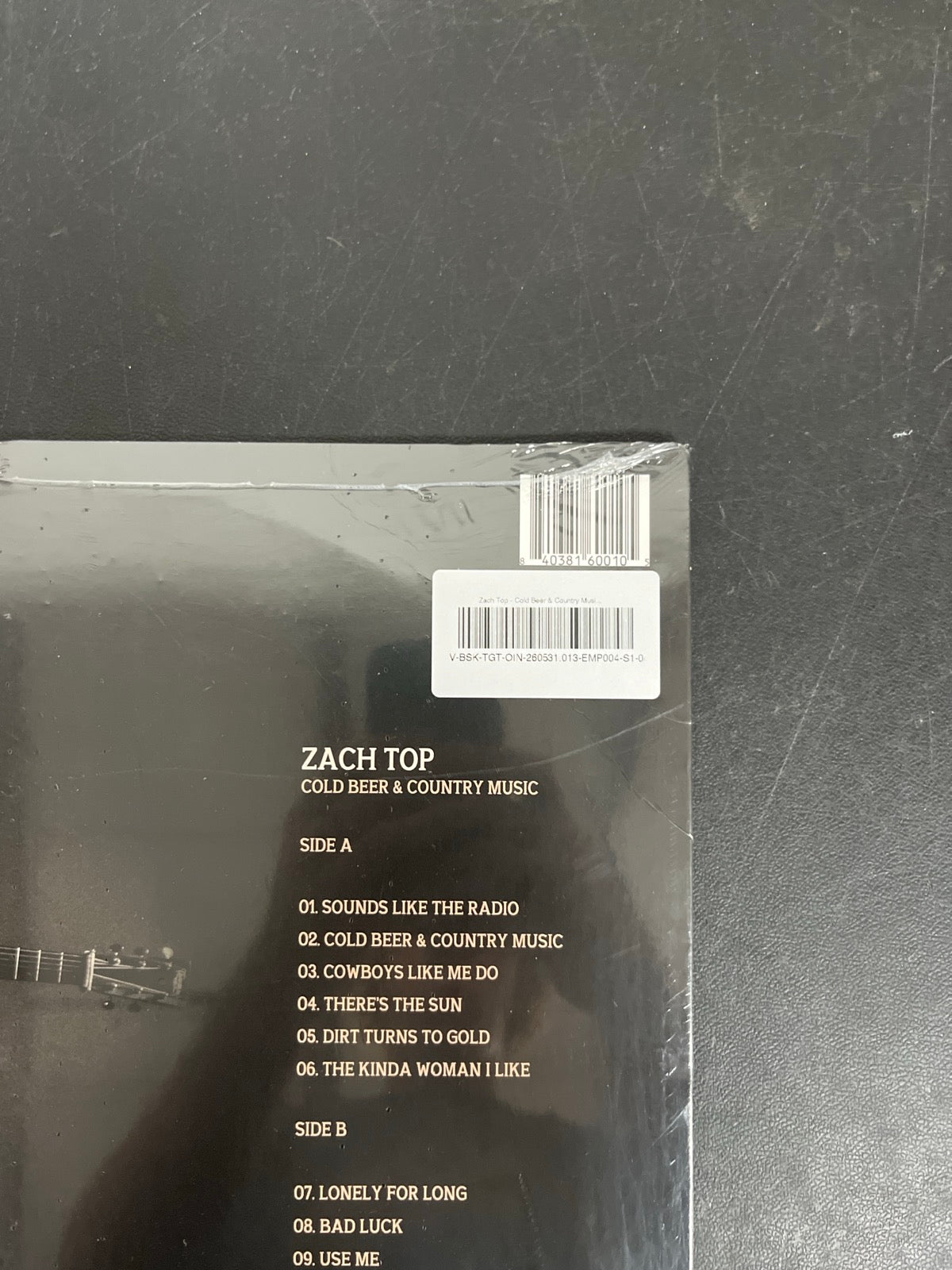 BACK_TR - Zach Top - Cold Beer & Country Music Black Vinyl USED NOT TESTED