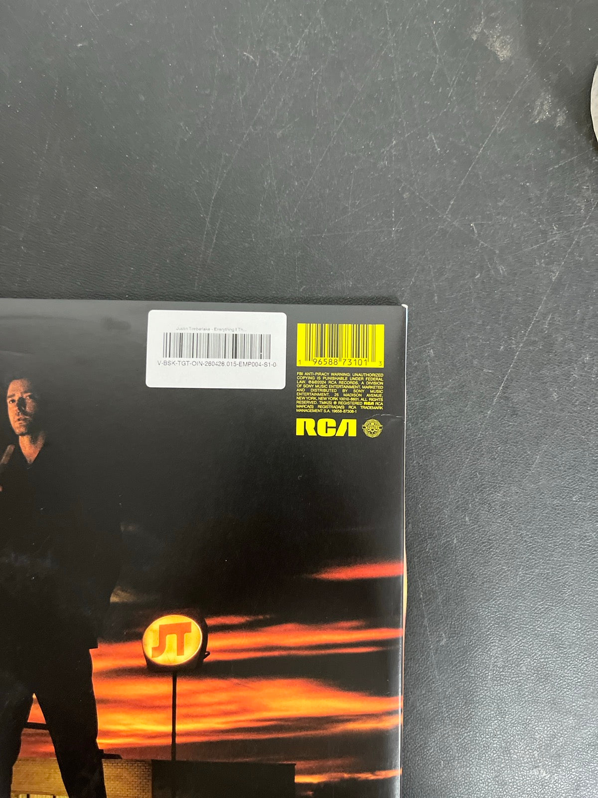 BACK_TR - Justin Timberlake - Everything I ...  Silver/Black Vinyl USED NOT TESTED