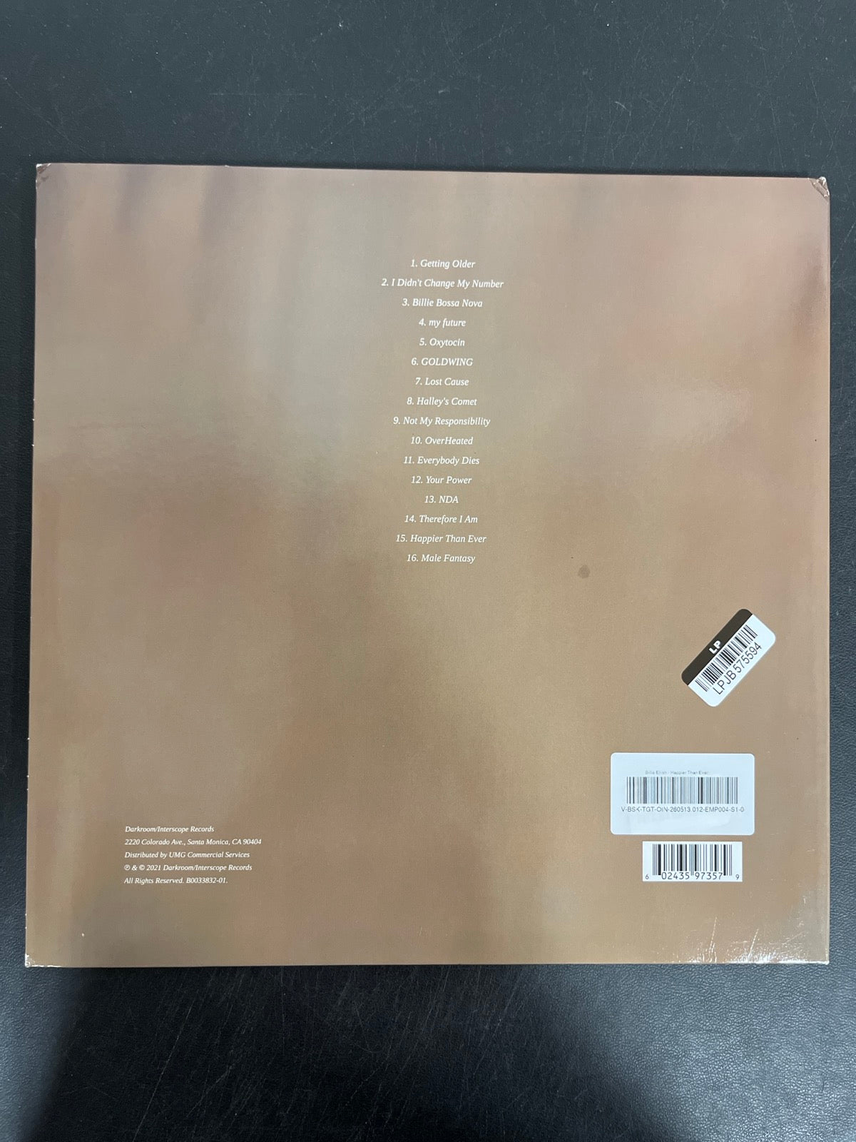 BACK - Billie Eilish - Happier Than Ever LE Light Blue Etched Vinyl USED NOT TESTED