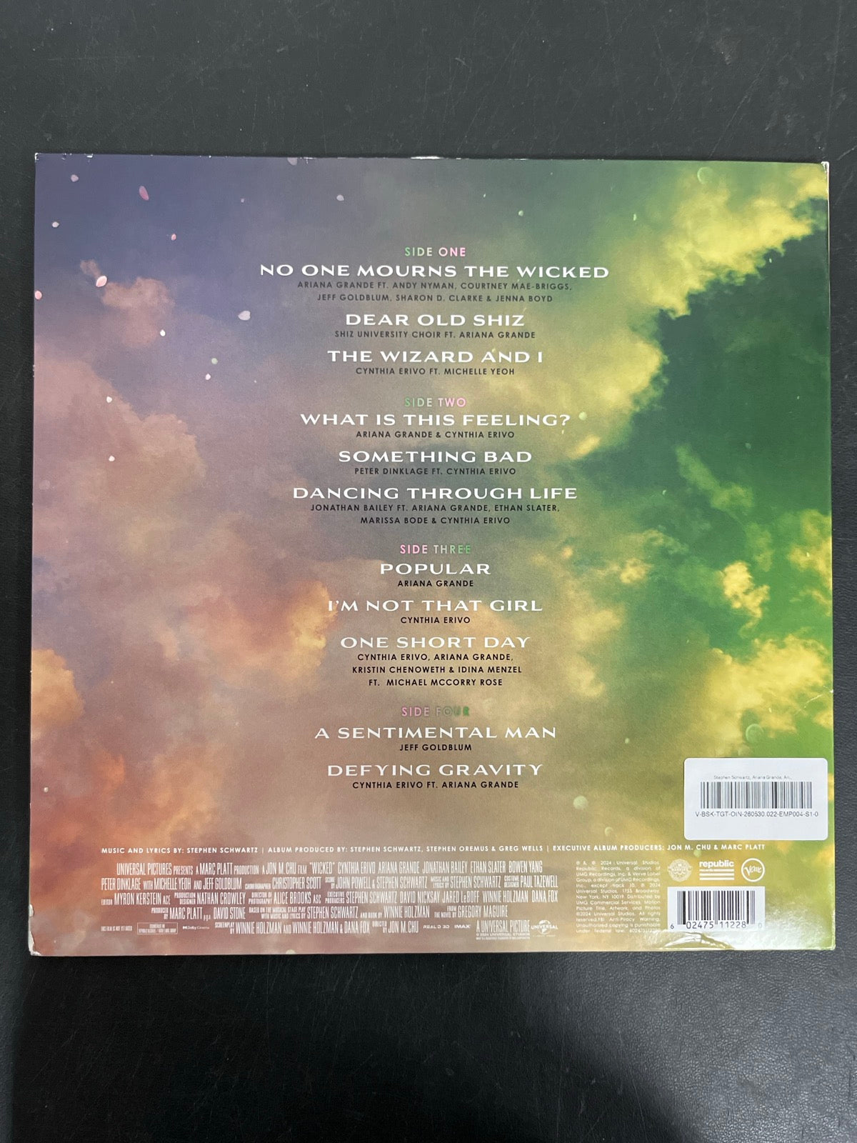BACK - Wicked OST LE Etched Green and Pink Splatter Vinyl USED NOT TESTED