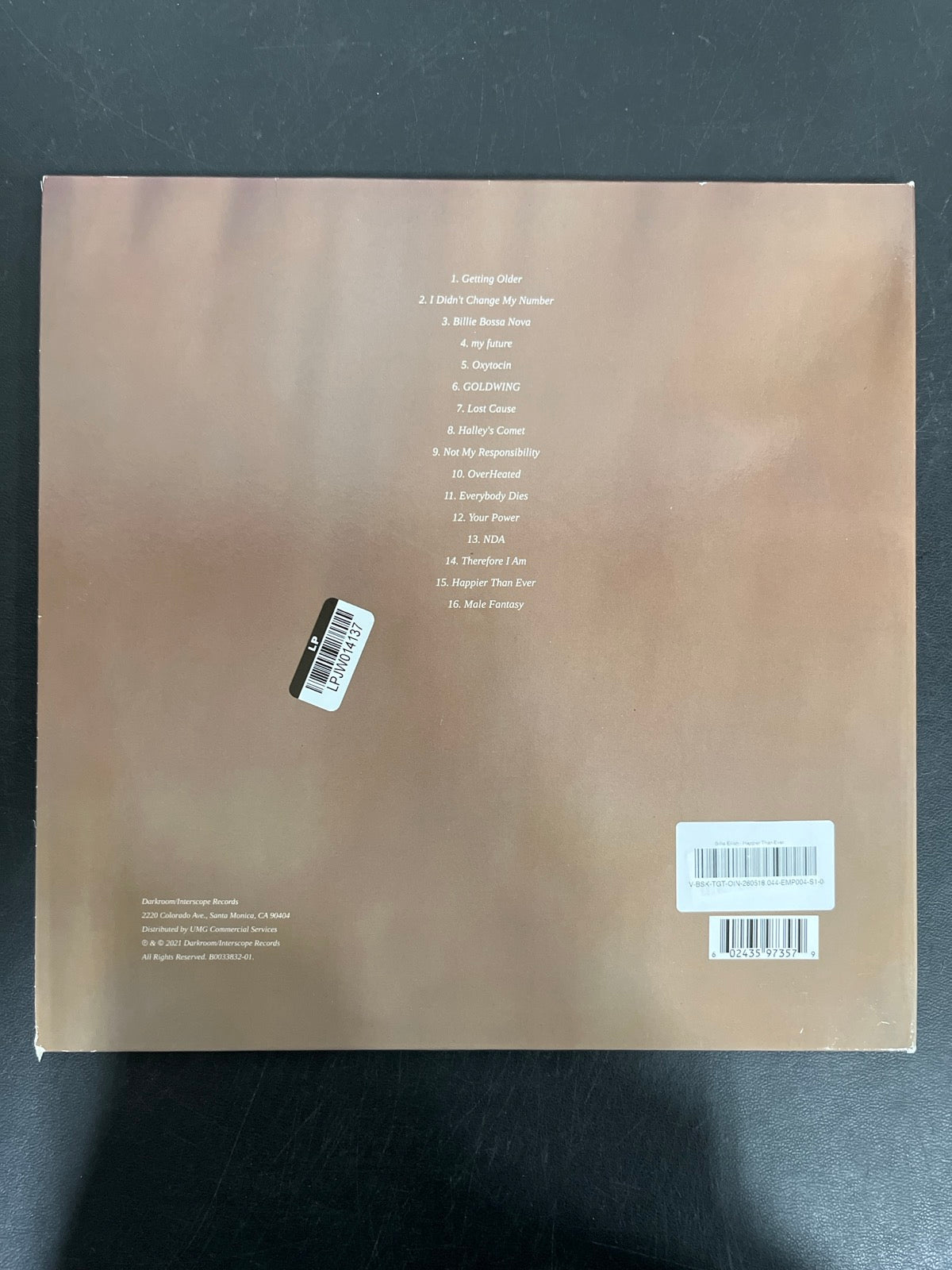 BACK - Billie Eilish - Happier Than Ever LE Light Blue Etched Vinyl USED NOT TESTED