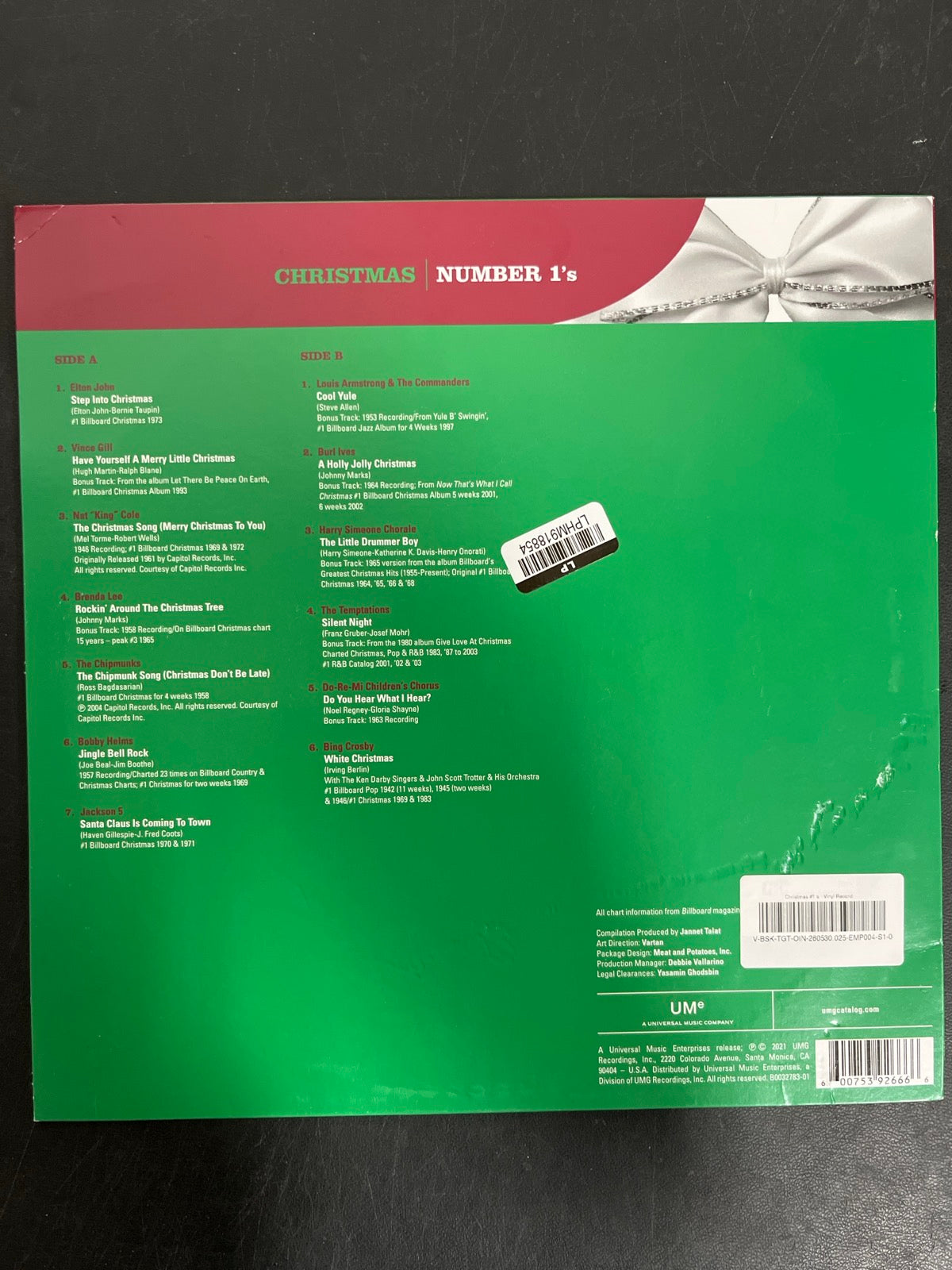 BACK - Christmas Number 1's LE Opaque White Vinyl USED NOT TESTED