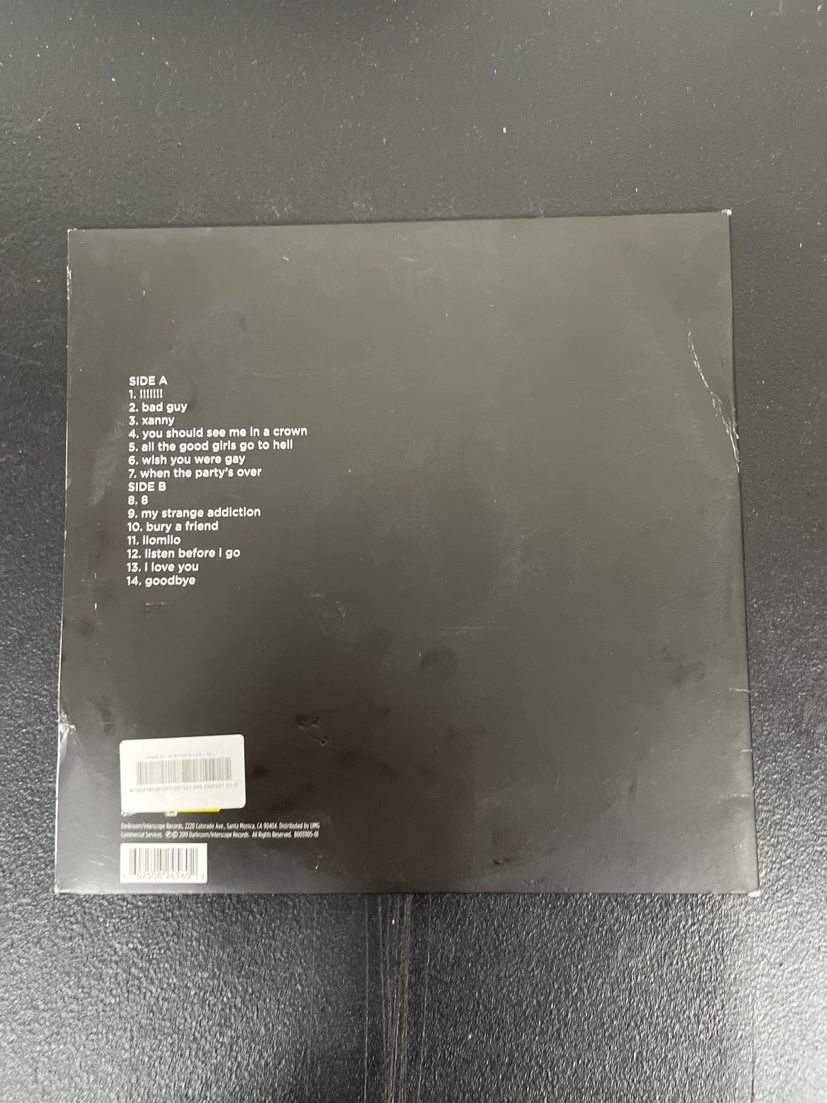 BACK - Billie Eilish - WHEN WE ALL FALL AS... LE Glow In The Dark Vinyl USED NOT TESTED