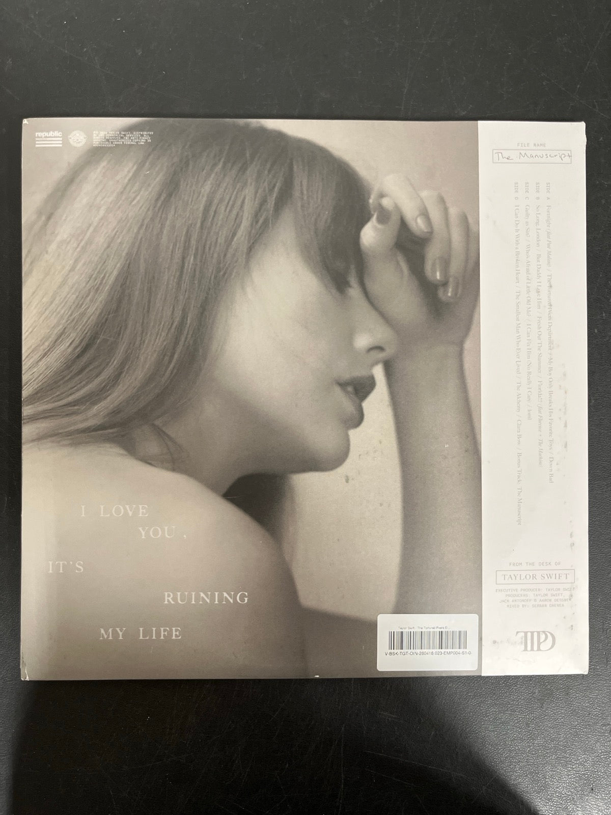 BACK - Taylor Swift - The Tortured ... LE Clear Vinyl USED NOT TESTED