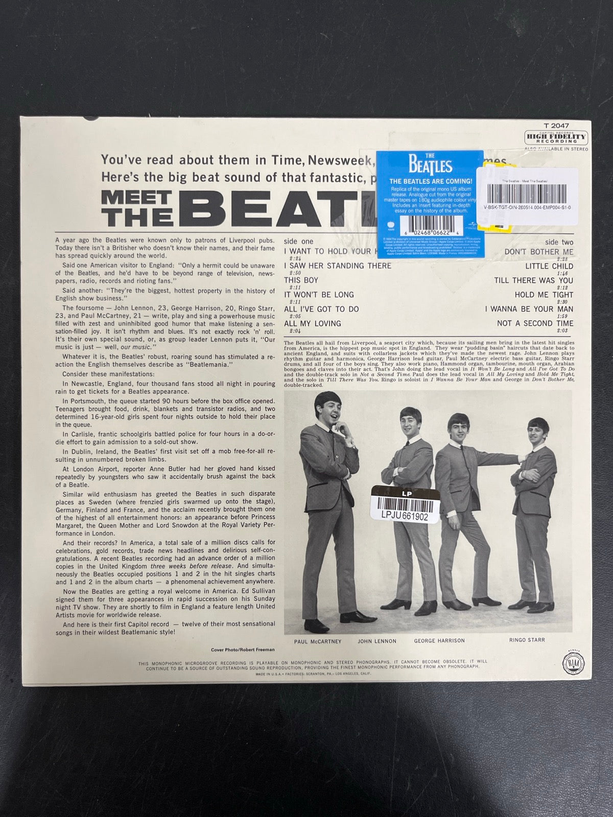 BACK - The Beatles - Meet The Beatles! 180gm Blue Vinyl USED NOT TESTED
