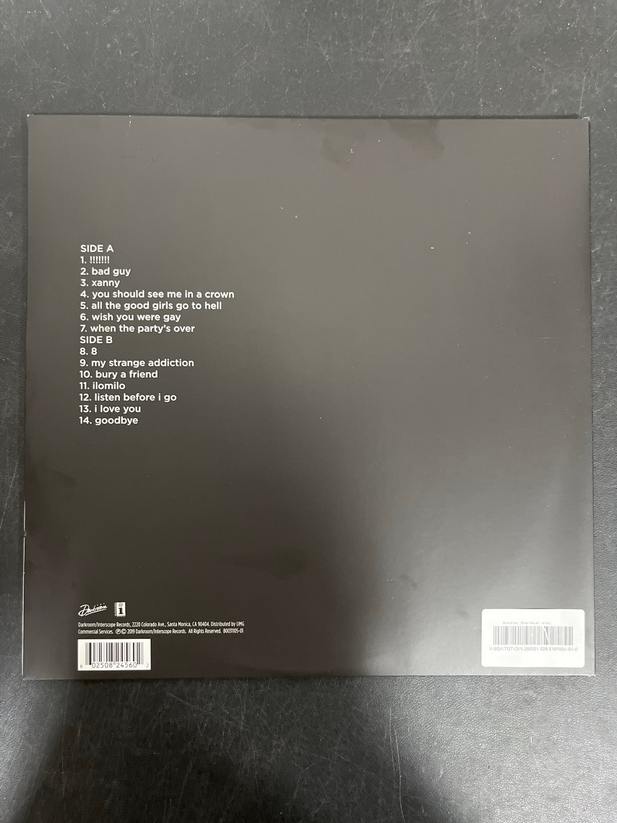 BACK - Billie Eilish - WHEN WE ALL FALL ... LE Green Vinyl USED NOT TESTED