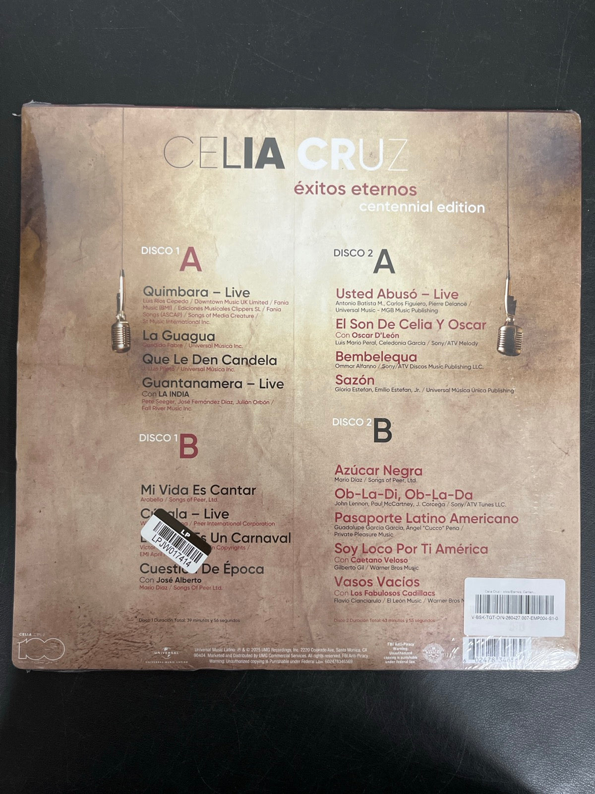 BACK - Celia Cruz - Éxitos Eternos: Centenn ... LE Cherry Marble Vinyl USED NOT TESTED
