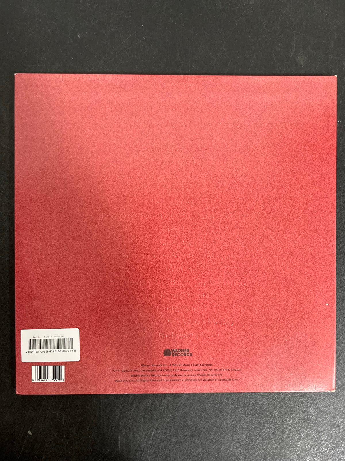 BACK - Zach Bryan - The Great American... Target Exclusive Vinyl USED NOT TESTED