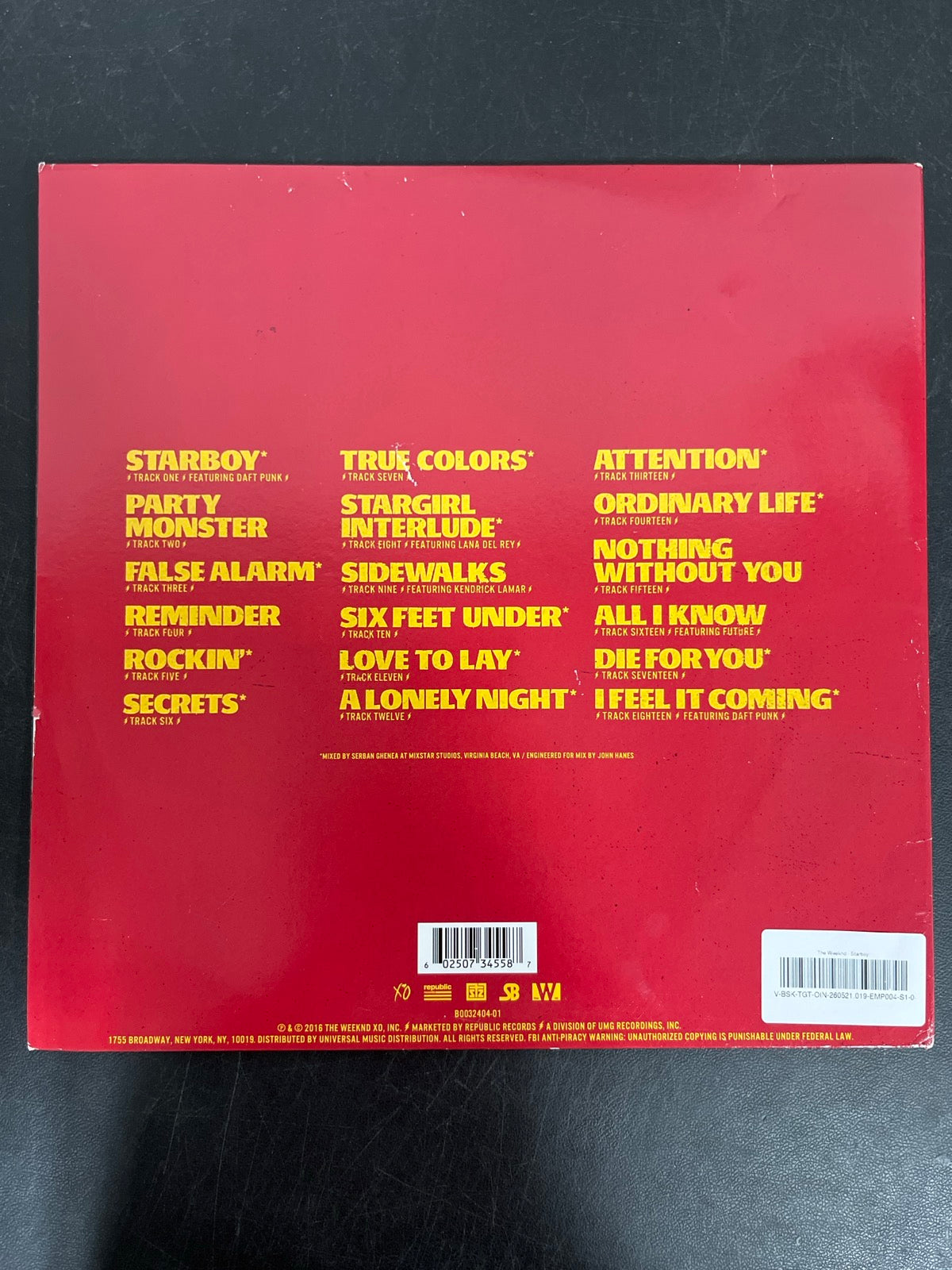 BACK - The Weeknd - Starboy LE Blue Vinyl USED NOT TESTED