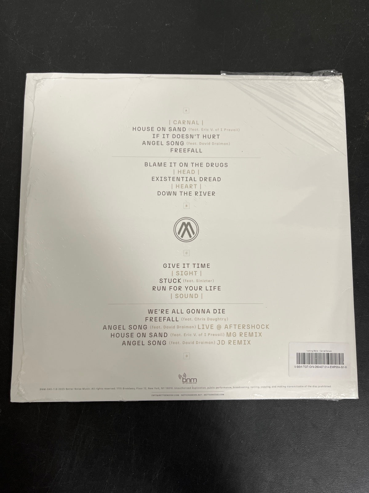 BACK - Nothing More - Carnal (Deluxe) Deluxe Ed. White Vinyl USED NOT TESTED