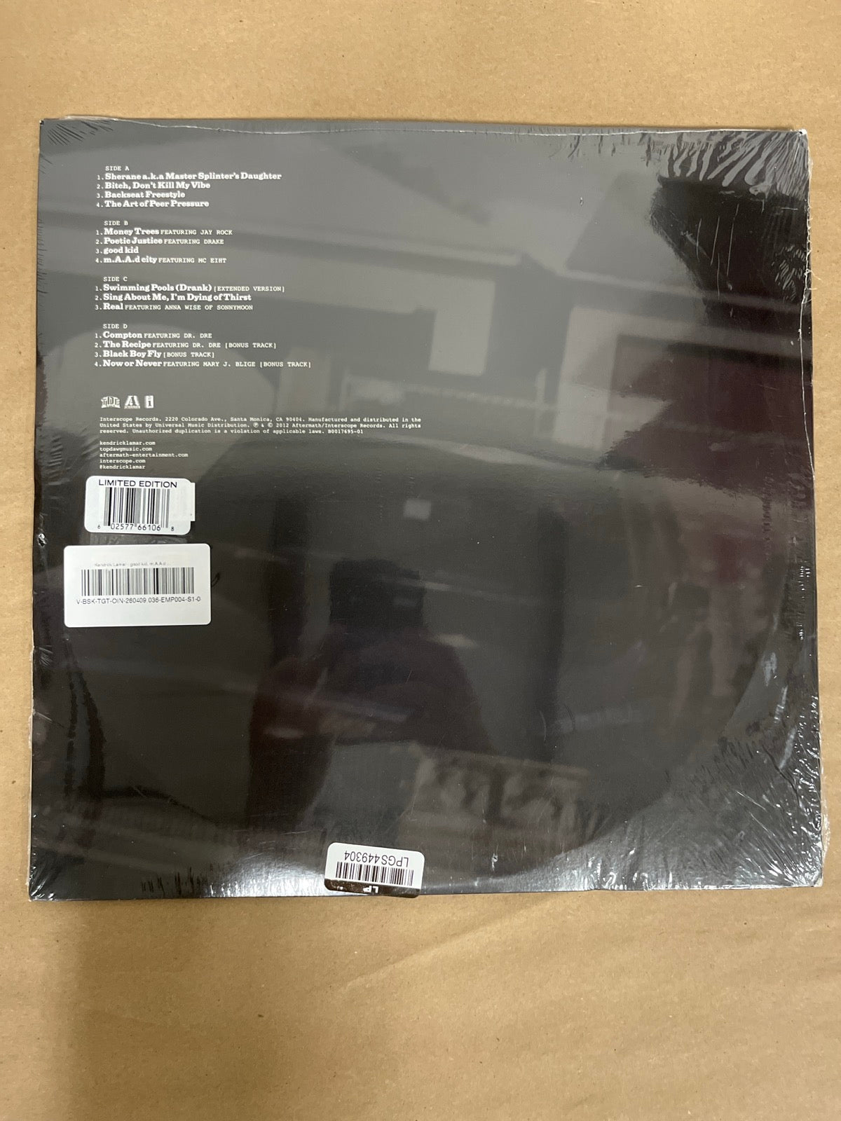 BACK - Kendrick Lamar - good kid, m.A.A.d city LE Clear Vinyl USED NOT TESTED