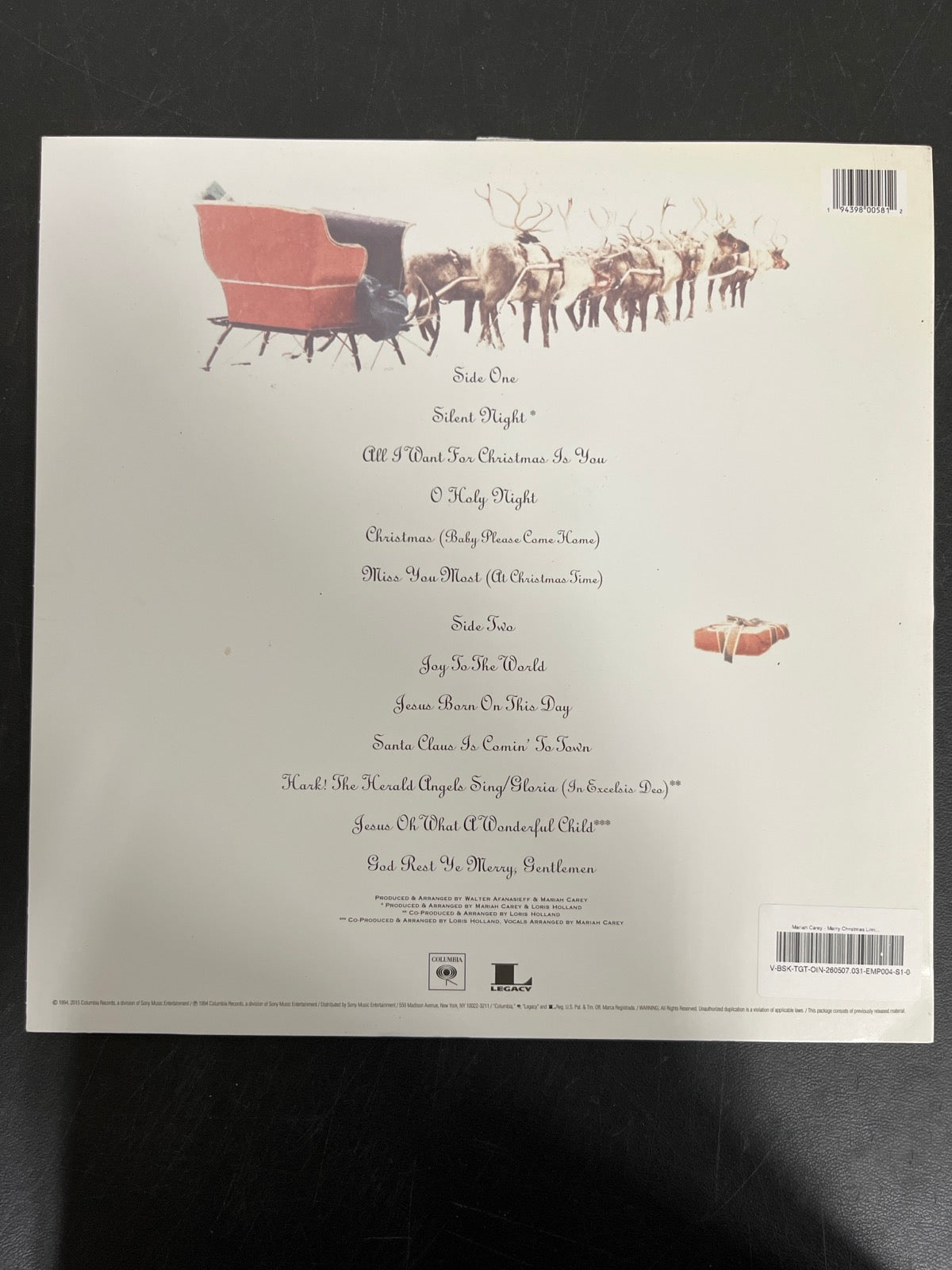 BACK - Mariah Carey - Merry Christmas LE Clear Vinyl SEALED NOT TESTED