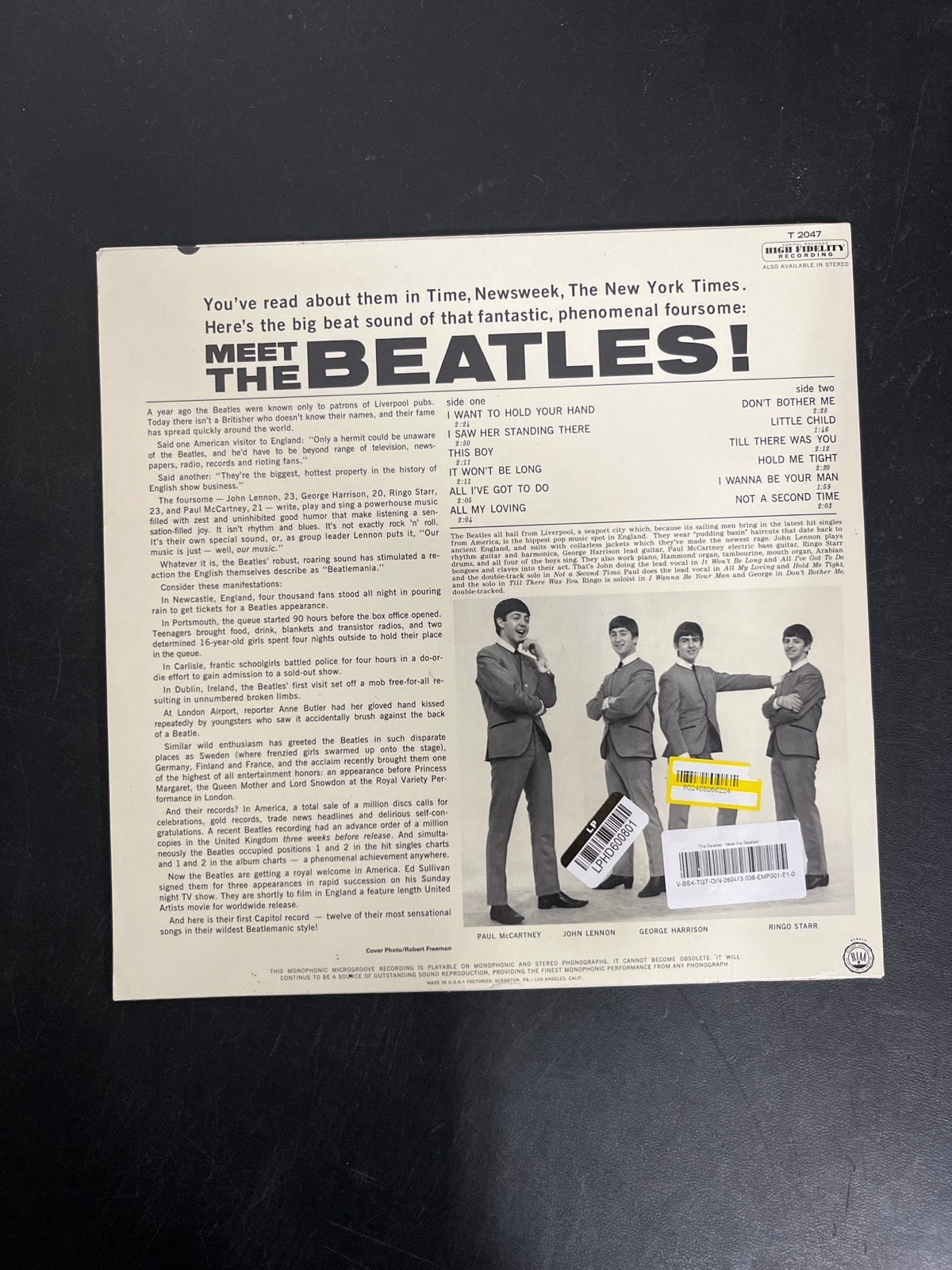 BACK - The Beatles - Meet The Beatles! 180gm Blue Vinyl USED NOT TESTED