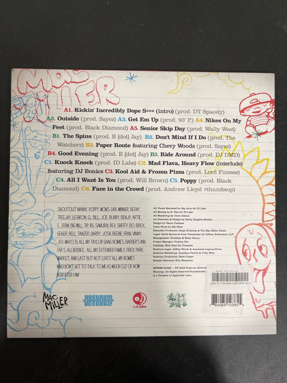 BACK - Mac Miller - K.I.D.S. LE Blue / Red / Yellow Vinyl USED NOT TESTED