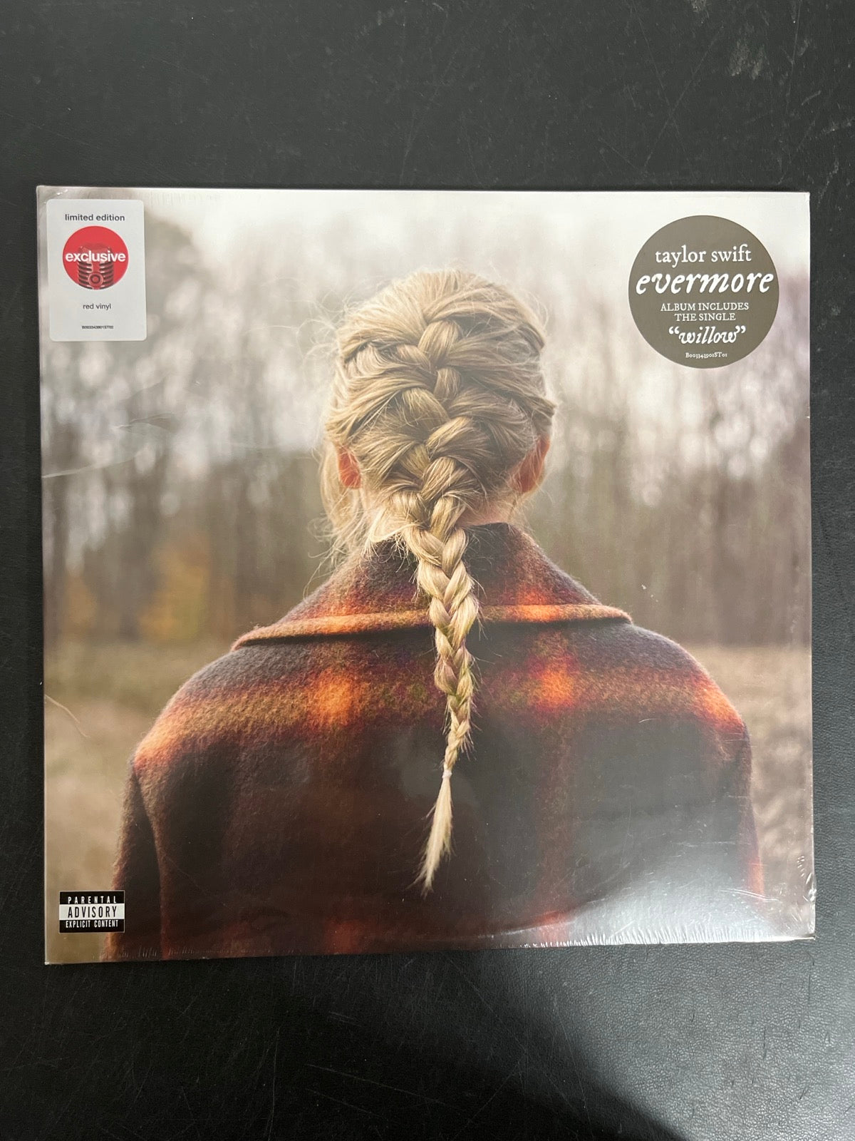 FRONT - Taylor Swift - Evermore LE Translucent Red Etched Vinyl USED NOT TESTED
