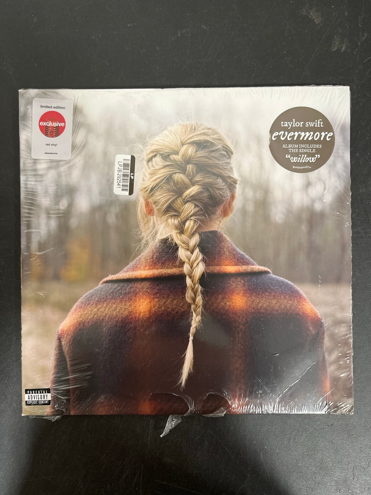 FRONT - Taylor Swift - Evermore LE Translucent Red Etched Vinyl USED NOT TESTED