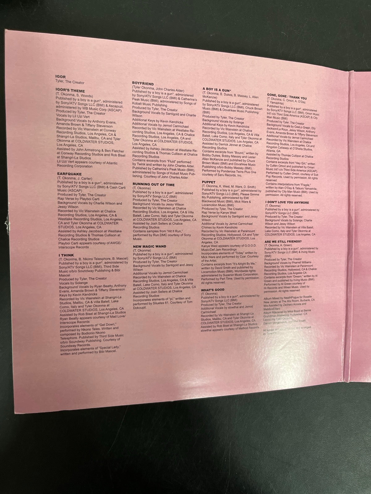 MISC_1 - Tyler, The Creator - IGOR Black Vinyl USED NOT TESTED
