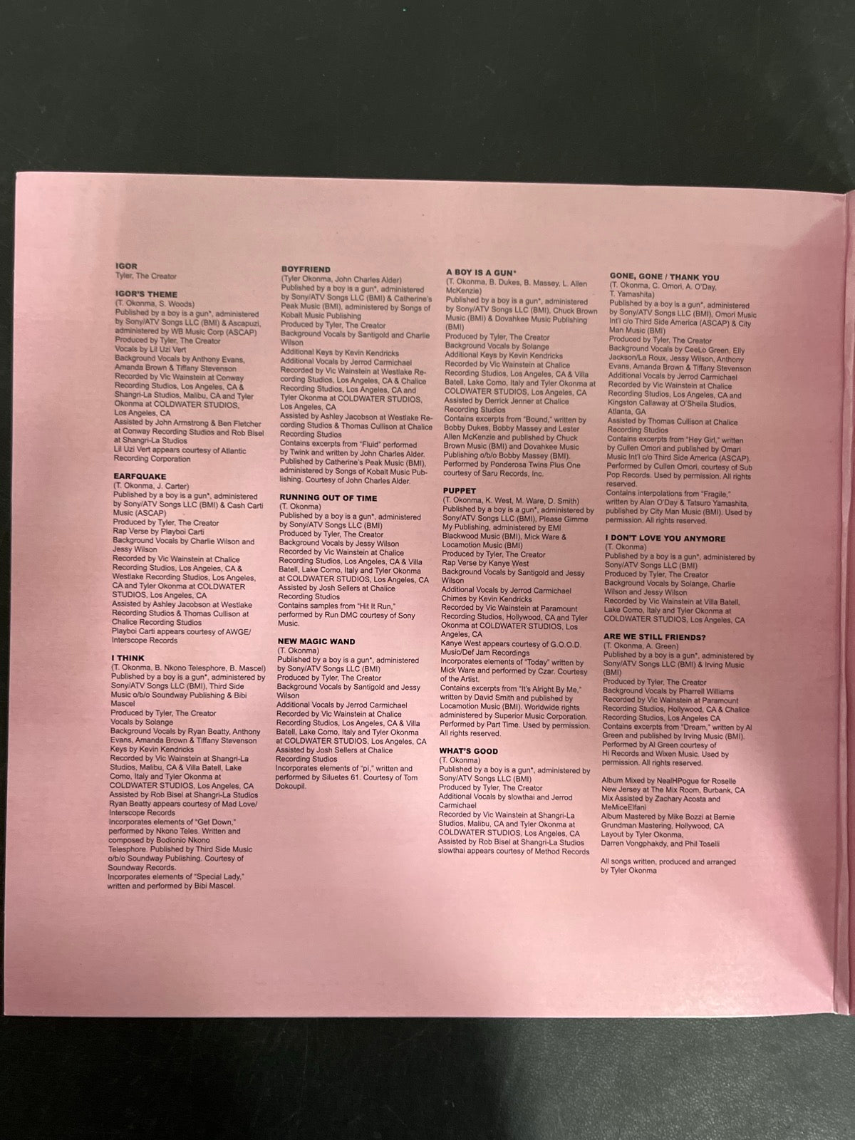 MISC_1 - Tyler, The Creator - IGOR Black Vinyl USED NOT TESTED
