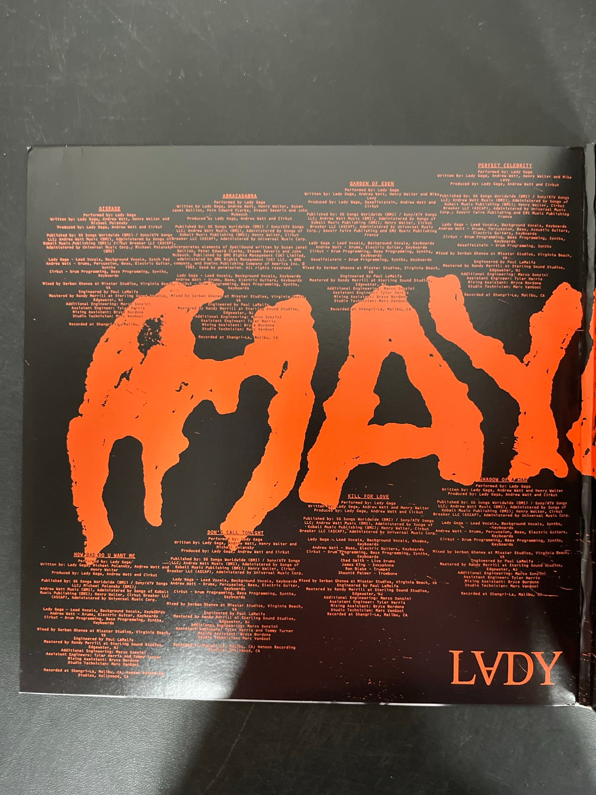 MISC_1 - Lady Gaga - MAYHEM LE Yellow Etched Vinyl USED NOT TESTED