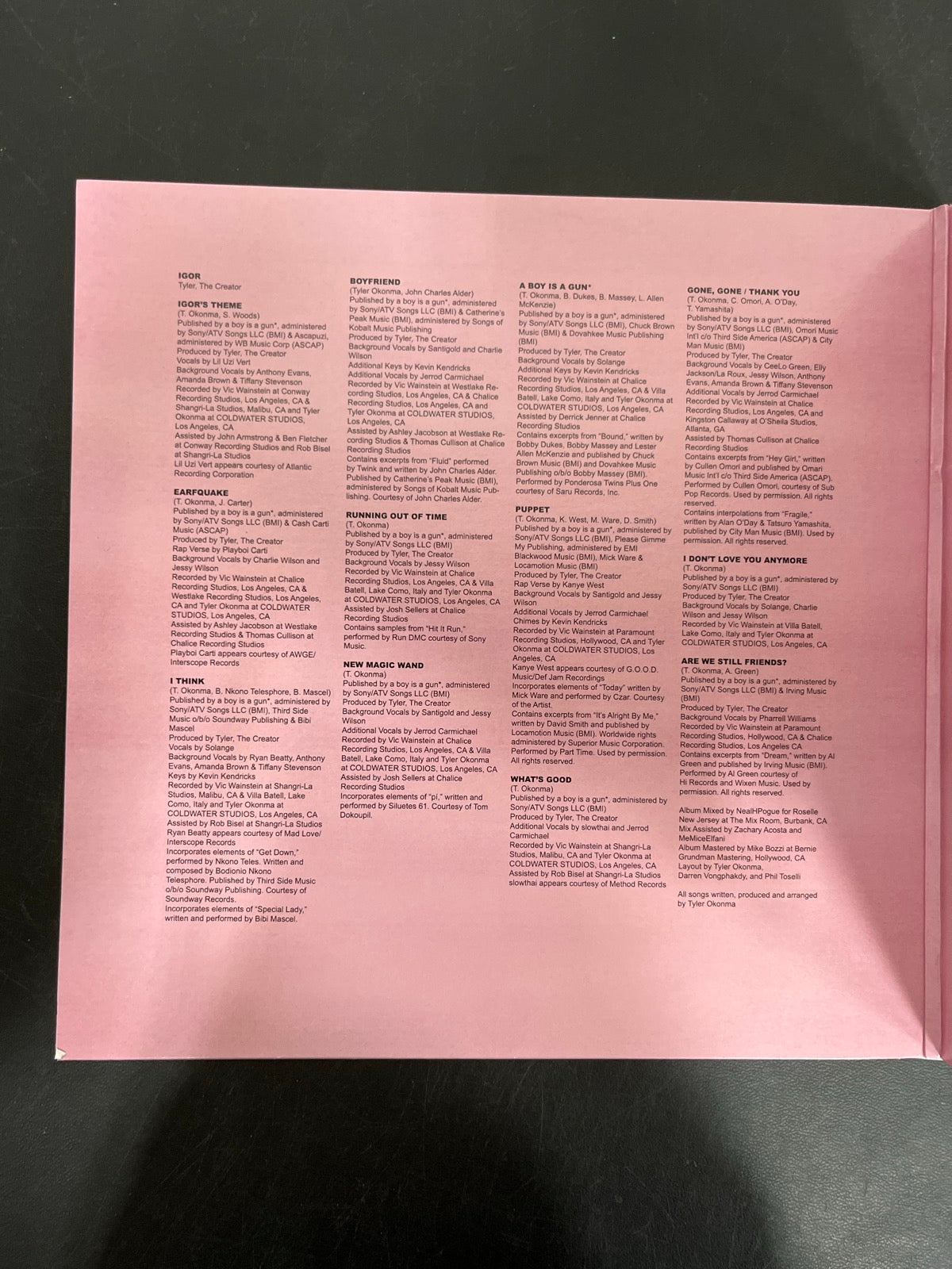 MISC_1 - Tyler, The Creator - IGOR Black Vinyl USED NOT TESTED