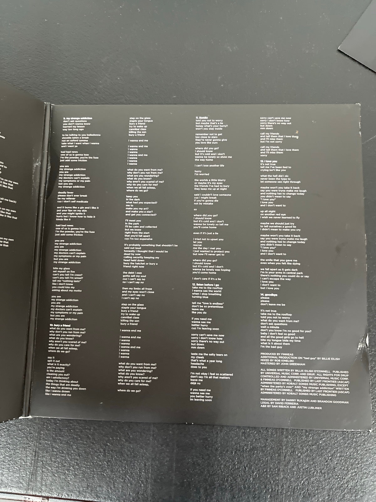 MISC_2 - Billie Eilish - WHEN WE ALL FALL AS... LE Glow In The Dark Vinyl USED NOT TESTED