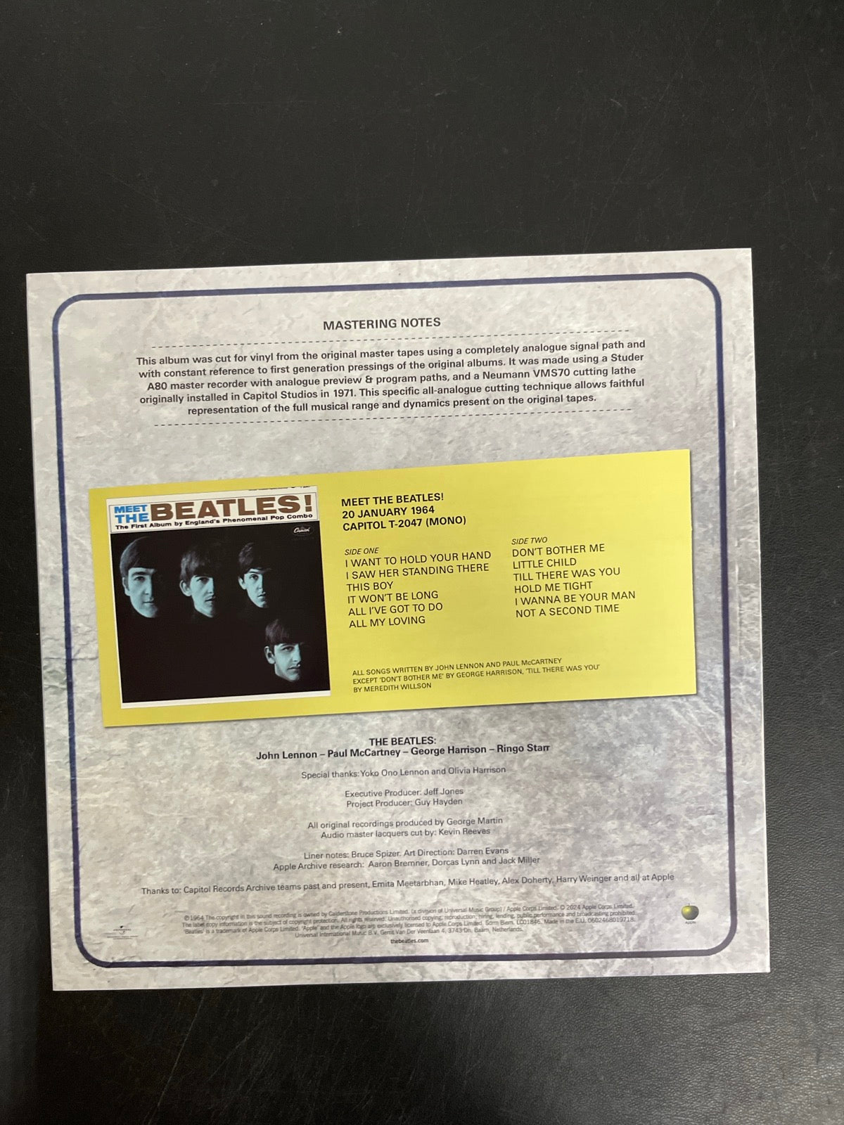 MISC_2 - The Beatles - Meet The Beatles! 180gm Blue Vinyl USED NOT TESTED