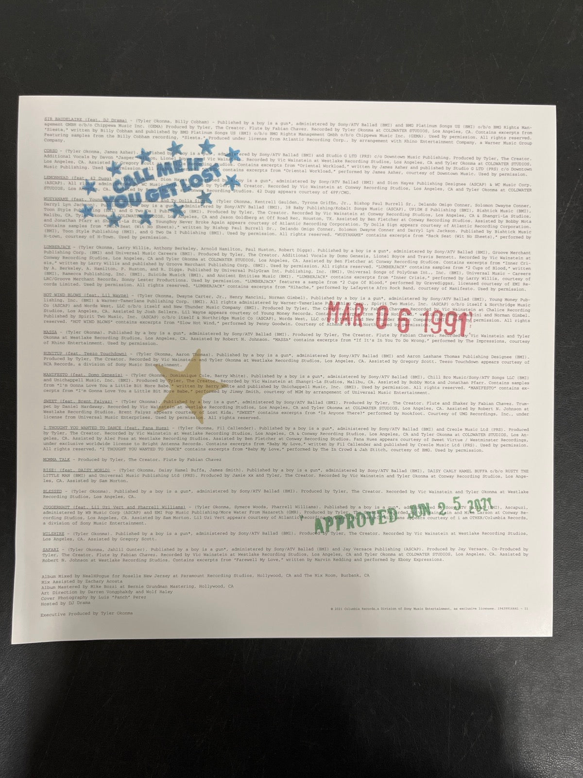 MISC_2 - Tyler, The Creator - Call Me If You ... Target Exclusive Vinyl USED NOT TESTED
