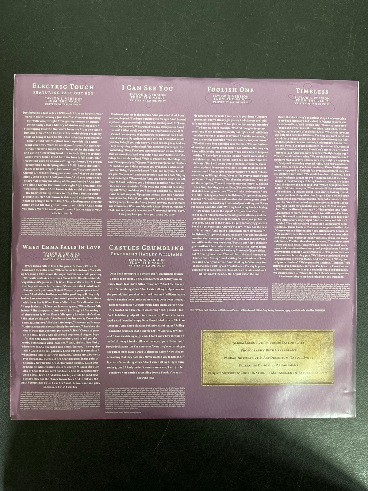 MISC_2 - Taylor Swift - Speak Now Taylor's Version LE Lilac Marble Vinyl USED NOT TESTED