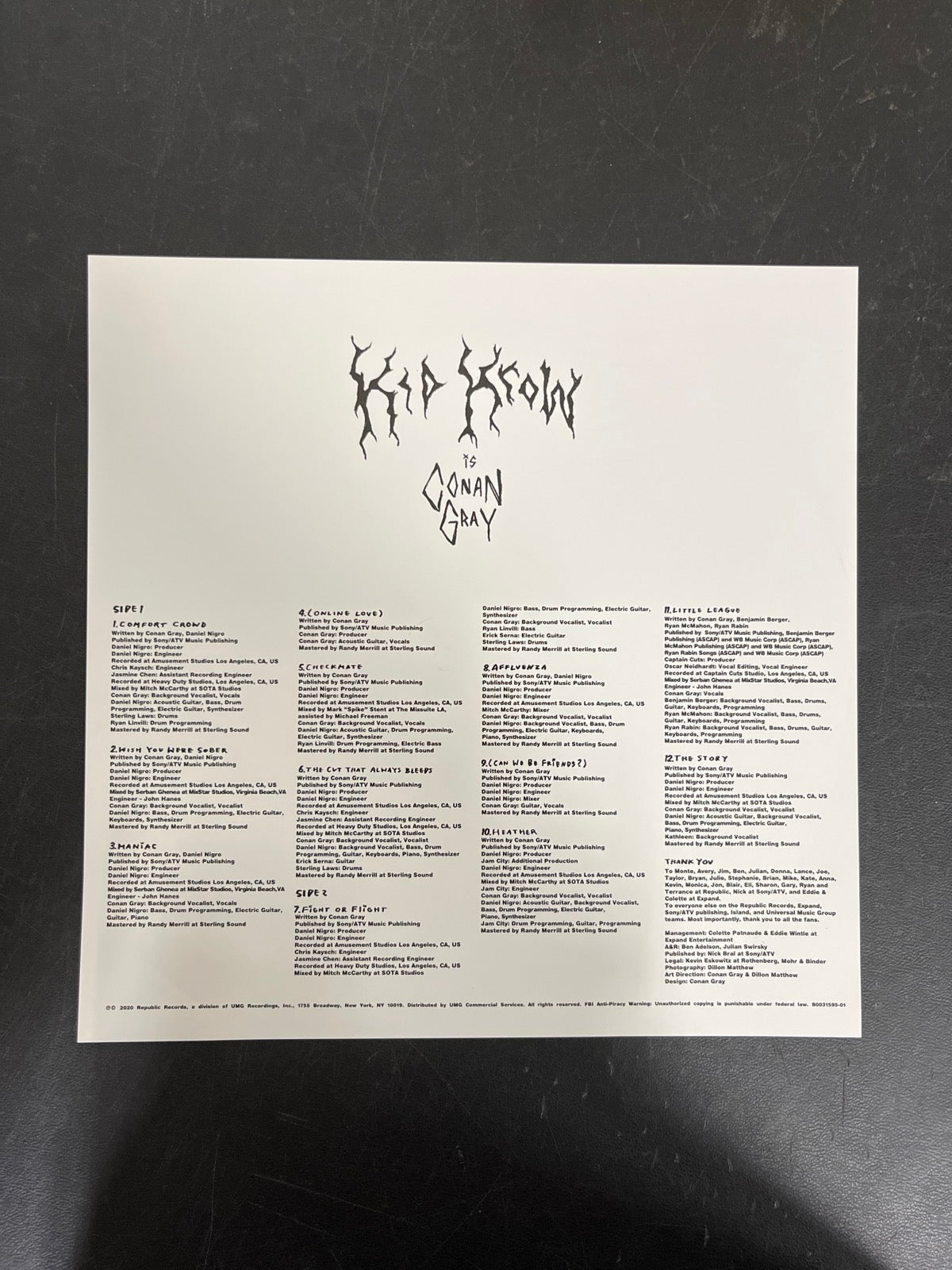 MISC_2 - Conan Gray - Kid Krow LE Red Vinyl USED NOT TESTED