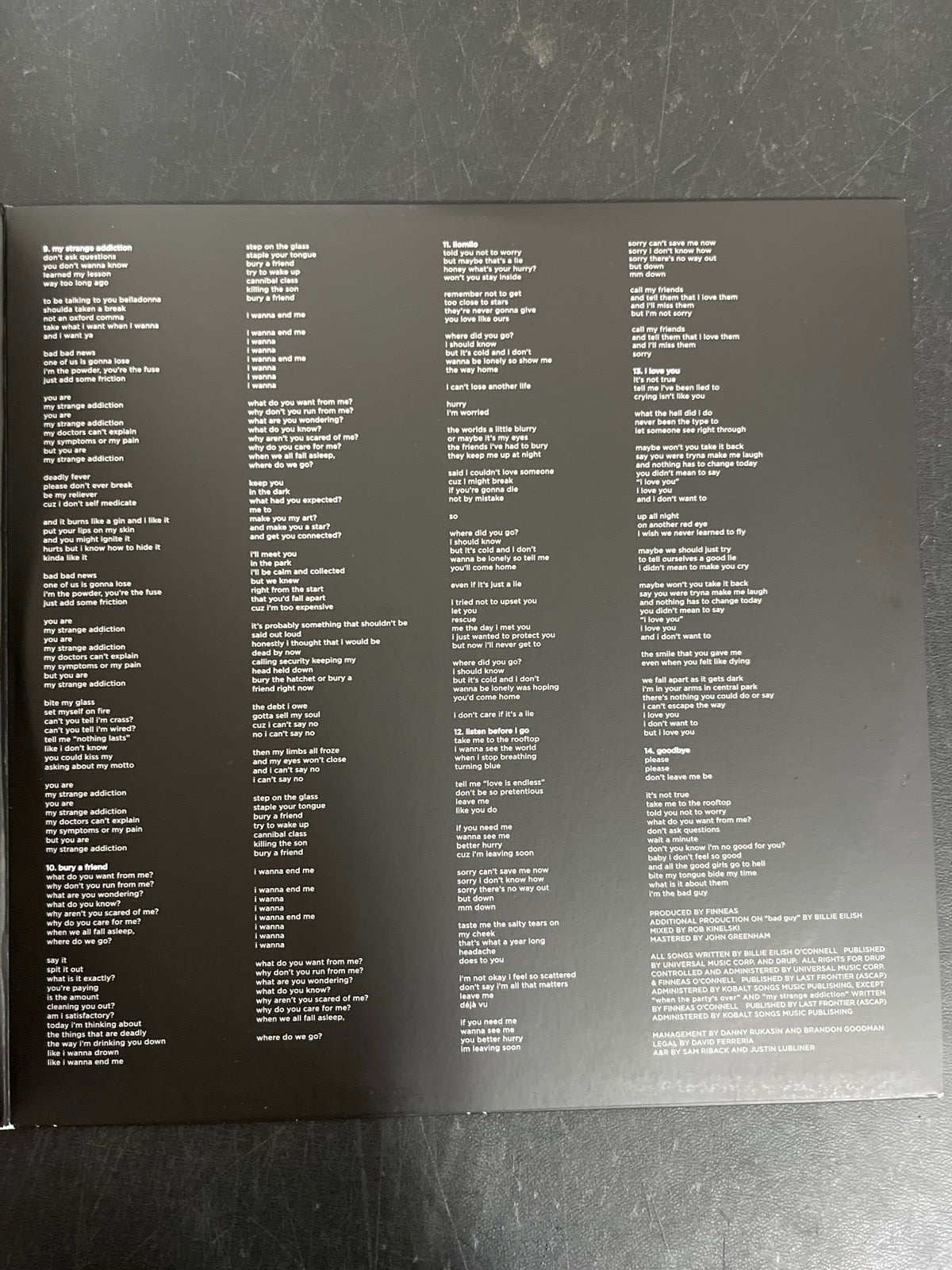 MISC_2 - Billie Eilish - WHEN WE ALL FALL ... LE Green Vinyl USED NOT TESTED