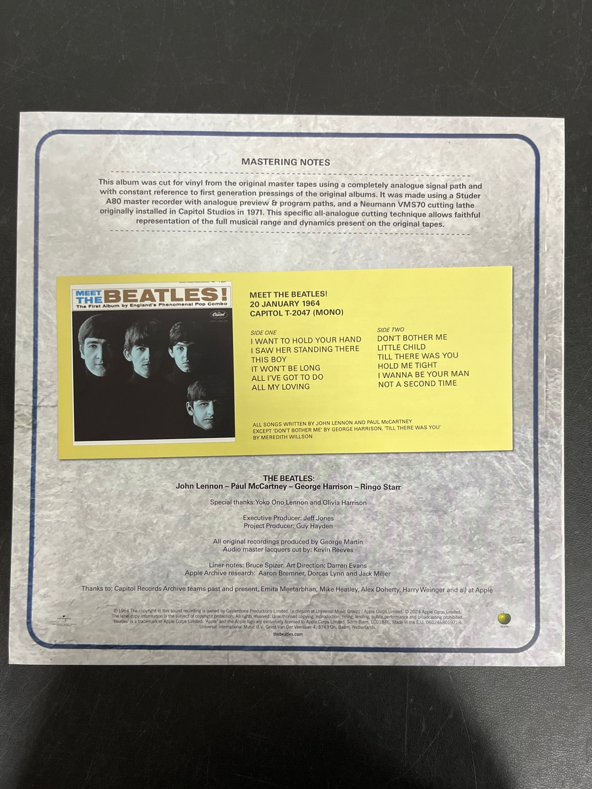 MISC_2 - The Beatles - Meet The Beatles! 180gm Blue Vinyl USED NOT TESTED