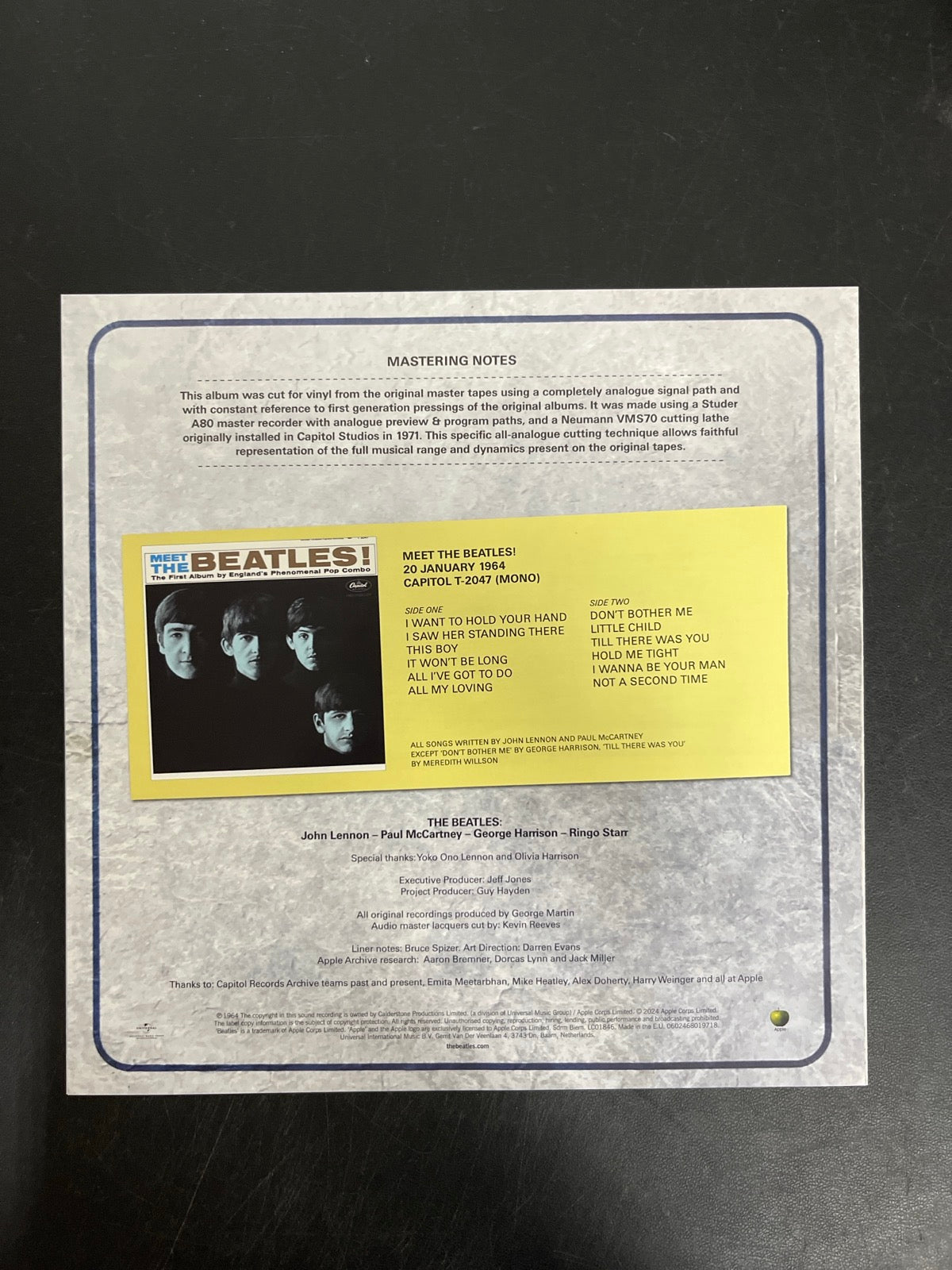 MISC_2 - The Beatles - Meet The Beatles! 180gm Blue Vinyl USED NOT TESTED