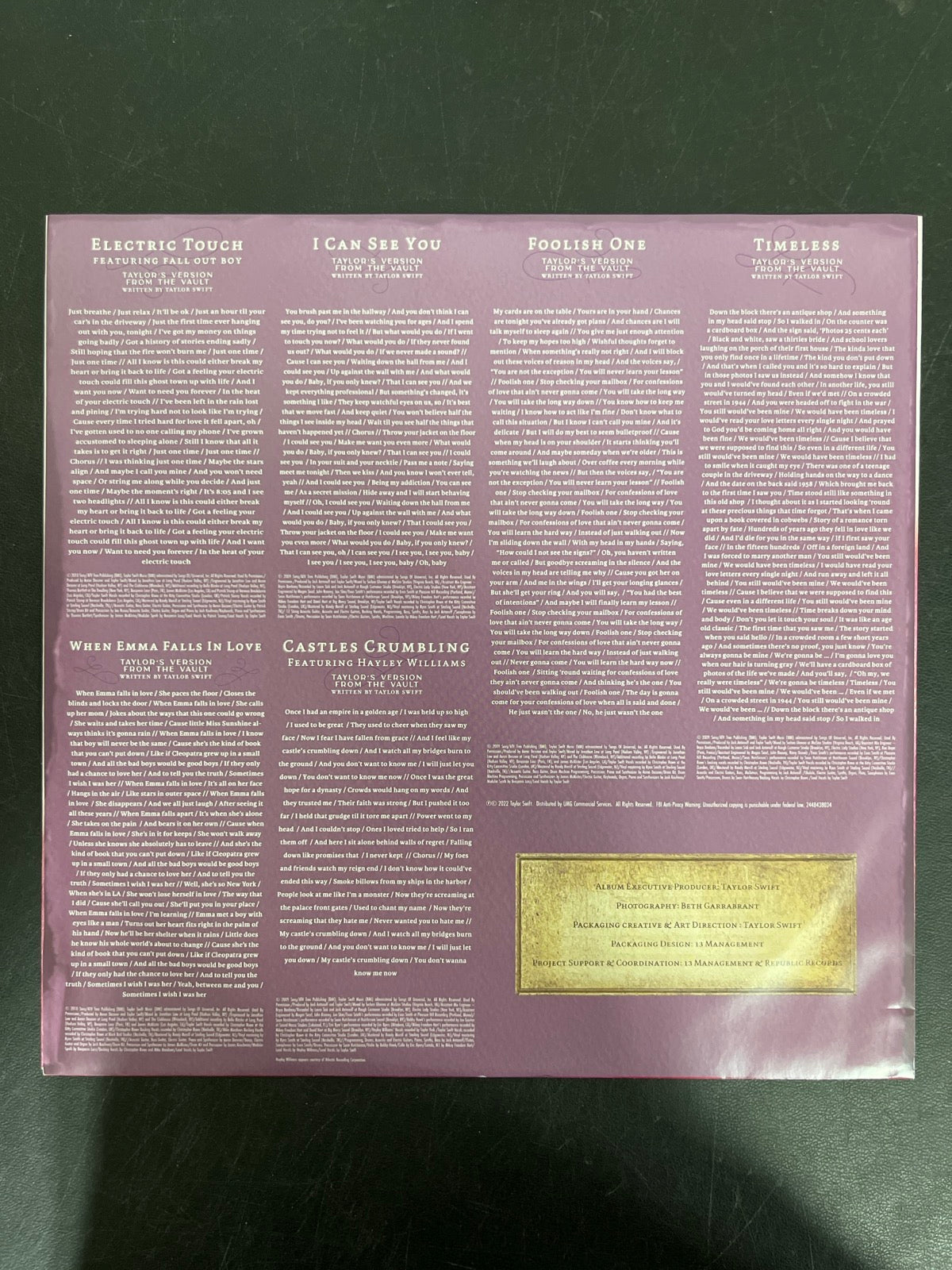 MISC_2 - Taylor Swift - Speak Now Taylor's Version LE Lilac Marble Vinyl USED NOT TESTED