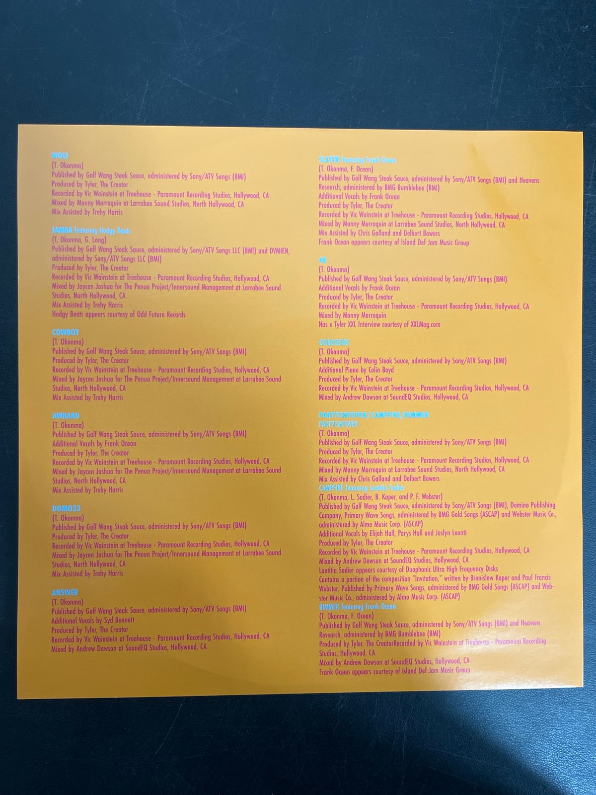 MISC_3 - Tyler, The Creator - Wolf LE Pink Vinyl USED NOT TESTED