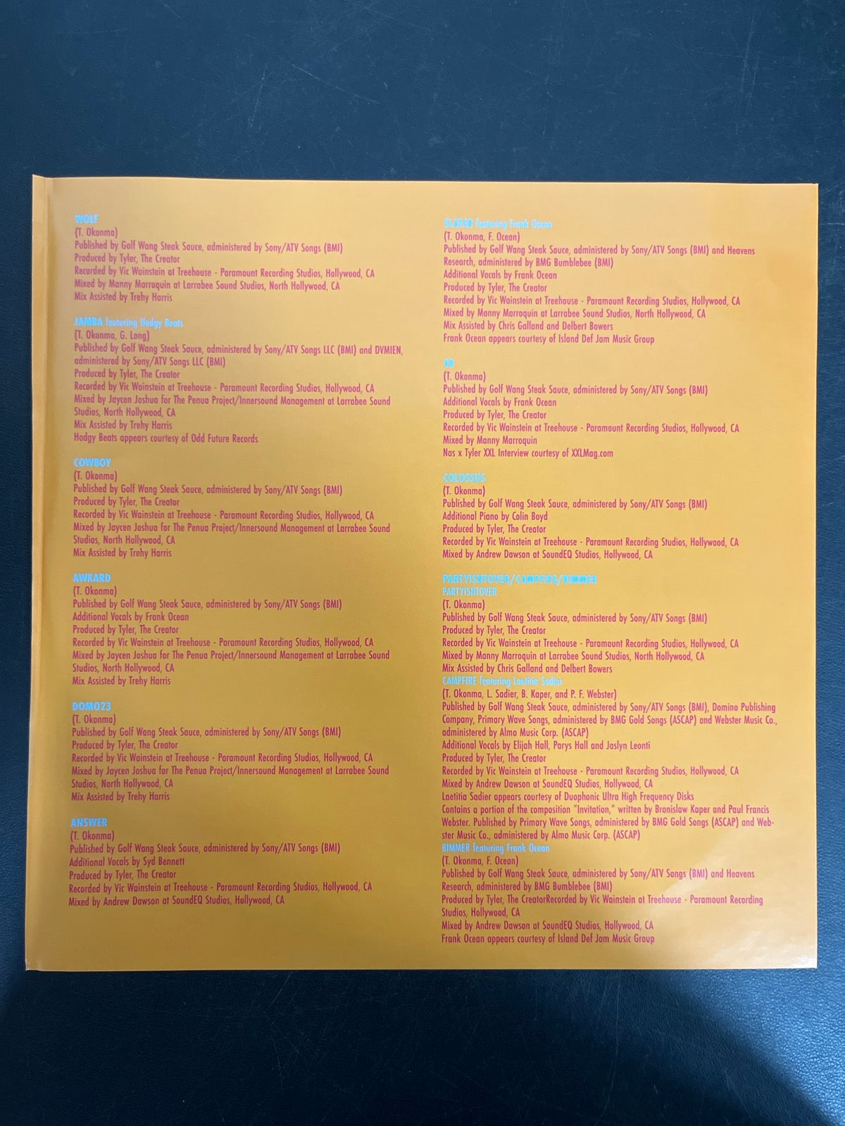 MISC_3 - Tyler, The Creator - Wolf LE Pink Vinyl USED NOT TESTED