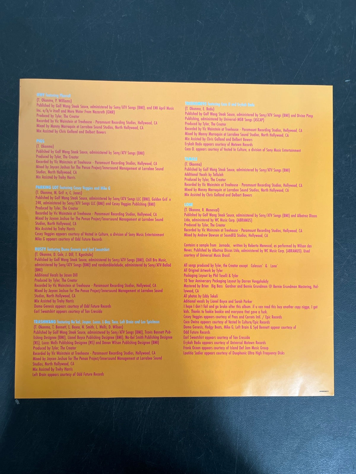 MISC_3 - Tyler, The Creator - Wolf LE Pink Vinyl USED NOT TESTED